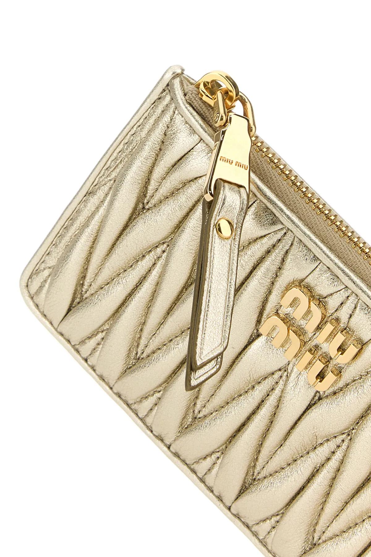 Miu Miu Metallic Gold Leather Card Holder | italist, ALWAYS