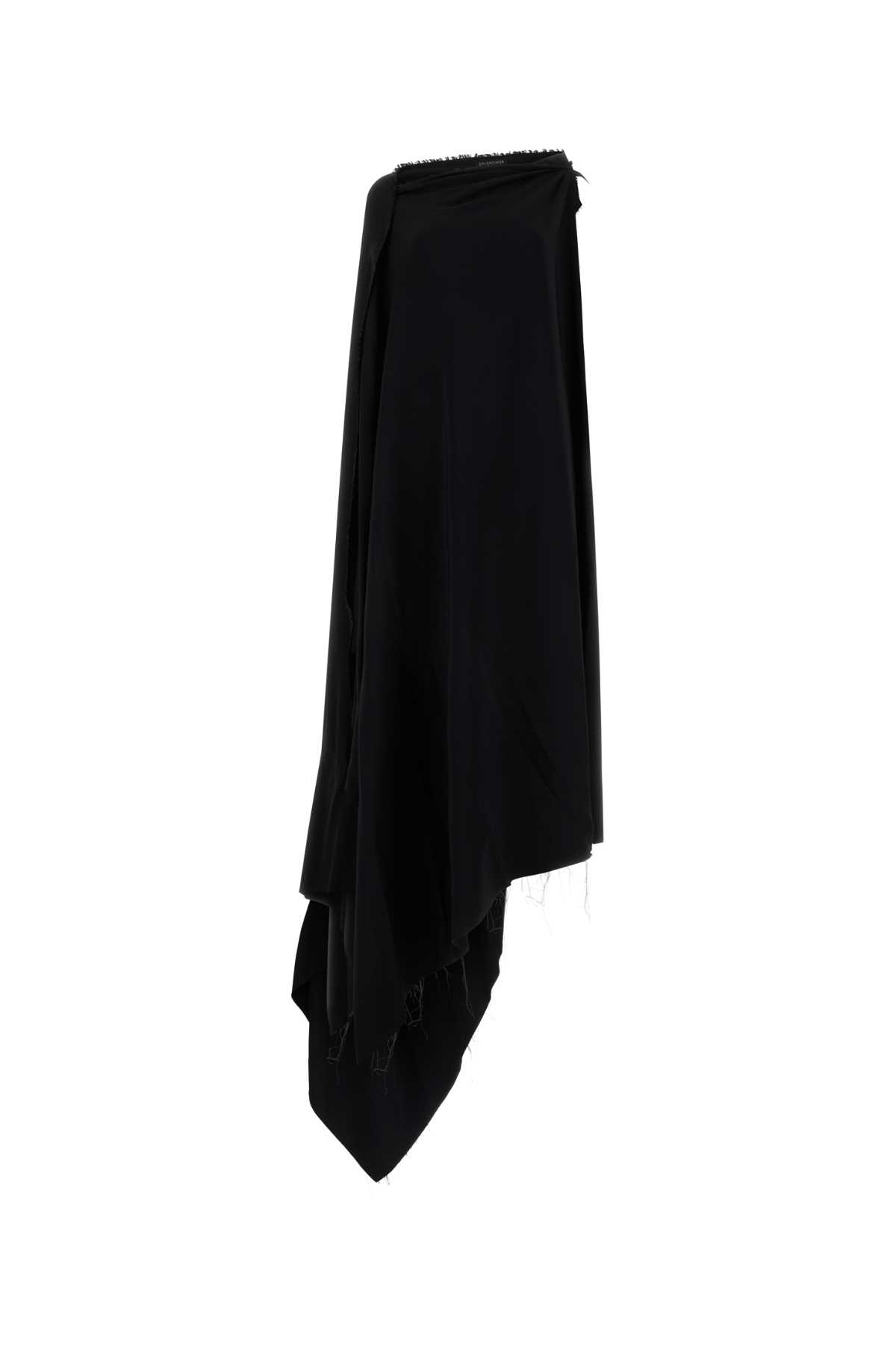 black stretch viscose blend long-cut dress