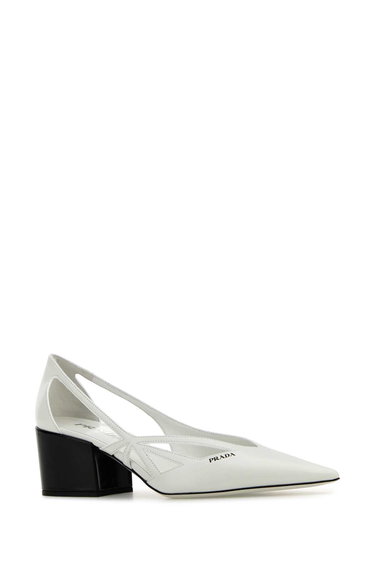 美品 正規 18AW PRADA ホワイト レザー パドル ブーツ 620O▲ PRADA - 美品 正規 18AW PRADA ホワイト レザー パドル ブーツ
