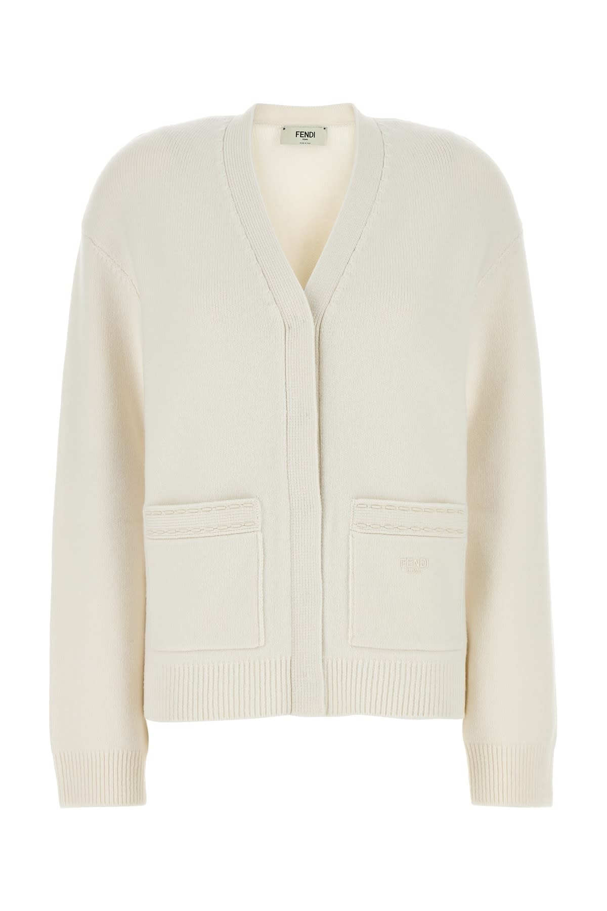 【送料&関税込】Fendi White Cashmere Blend Cardigan dafdce787ee3eeca395fd9c9a868c4