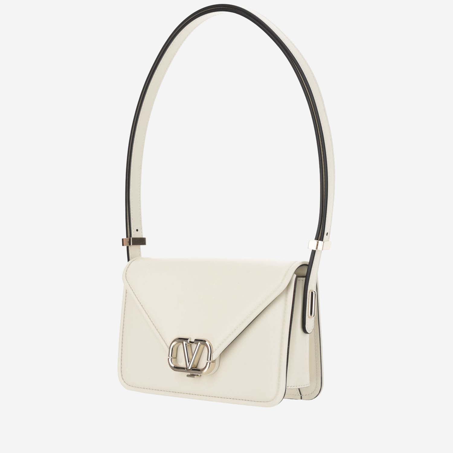 Valentino Garavani Ivory Leather Vlogo Crossbody Bag