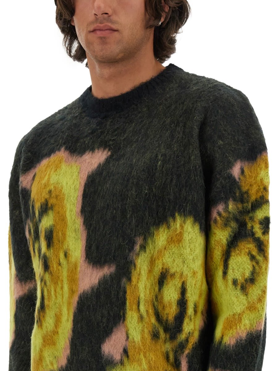 【送料&関税込】MSGM Rose Intarsia-knit Crewneck Jumper MSGM Rose Intarsia Print Jumper | Black | FARFETCH