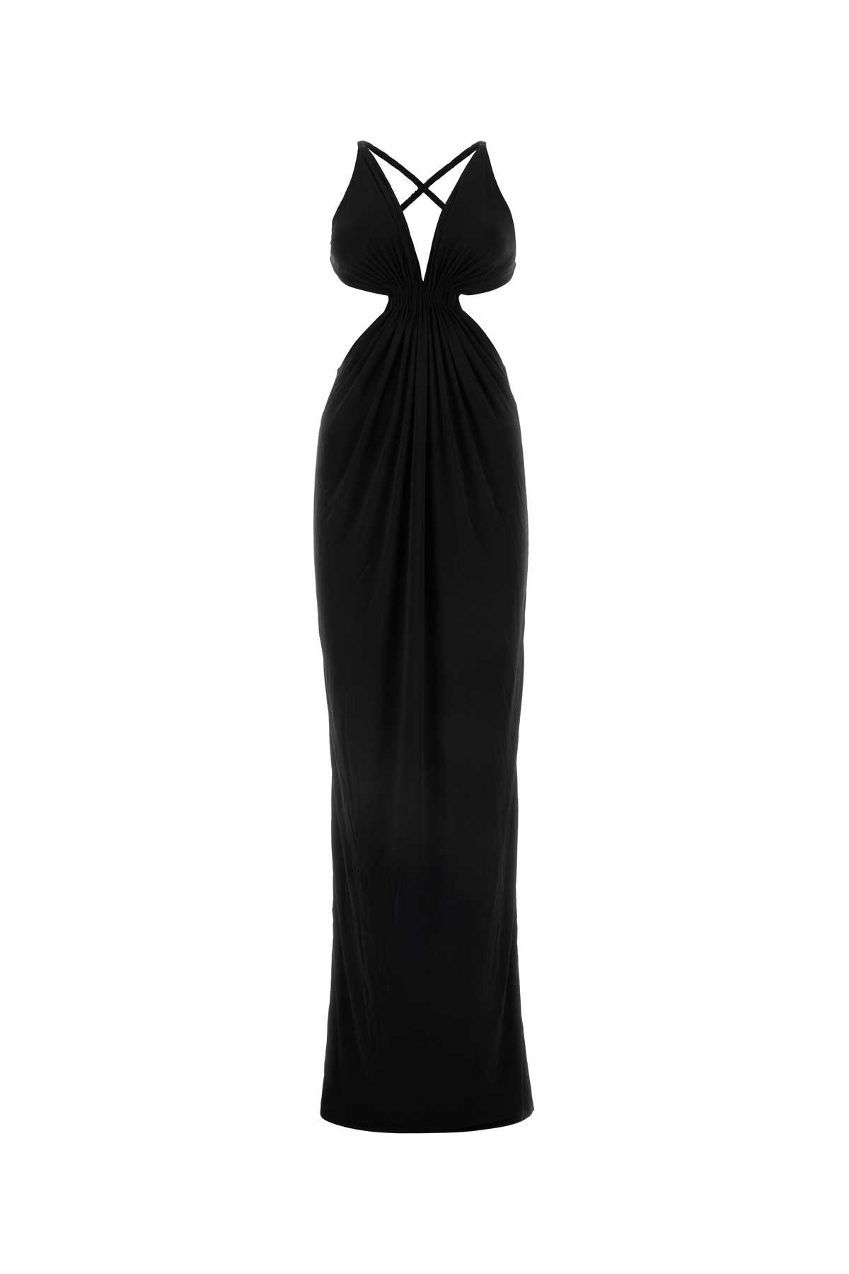 【関税&送料込】Saint Laurent Black Crepe Long Dress dbe921962b1edf00c2680b1af15c05