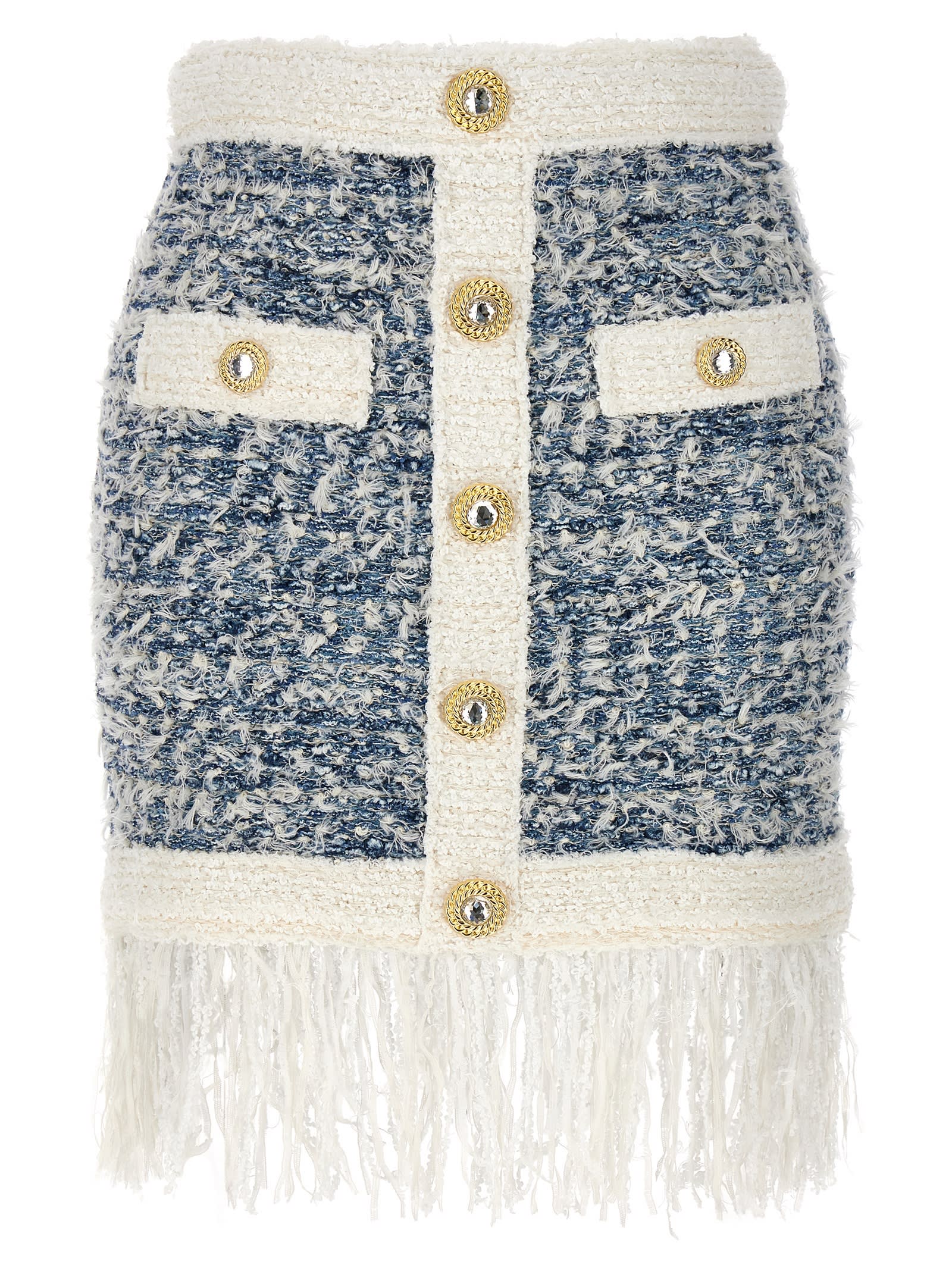 【送料&関税込】Balmain Fringed Tweed Skirt Balmain Fringed Tweed Skirt | italist