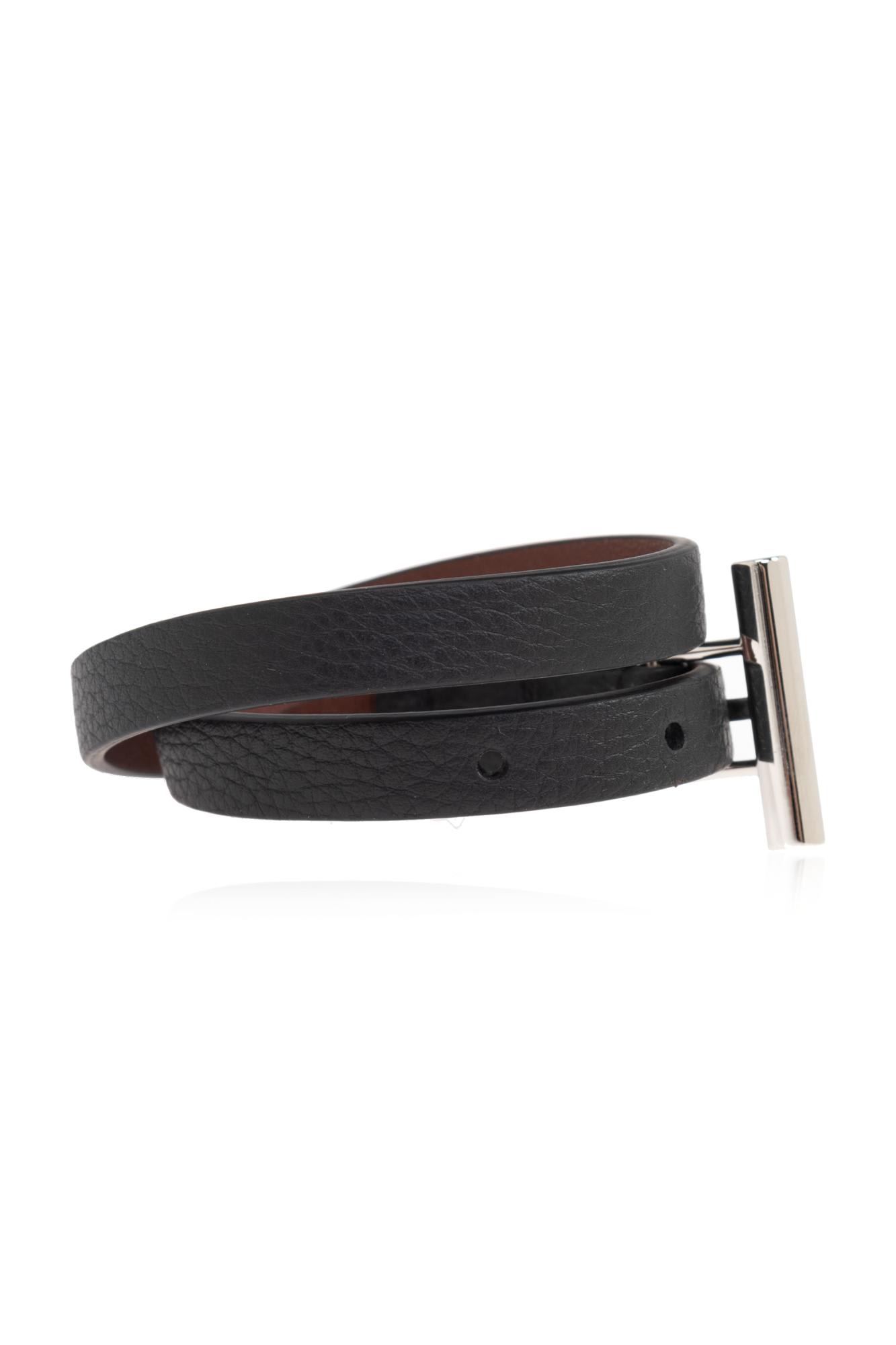 ブレスレット alexander mcqueen FW25 T bracelet (8134721AAUG 1000) Alexander Mcqueen Leather Bracelet | italist