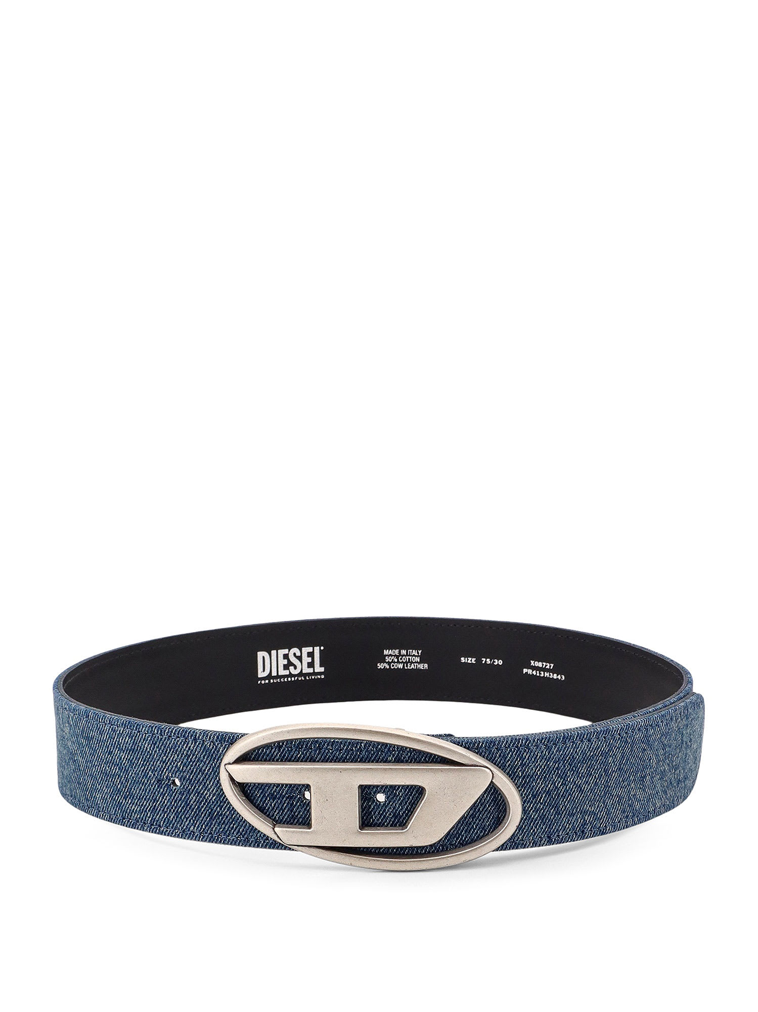 ベルト DIESEL FW25 1DR BELT (X08727PR413 H3843) Diesel Oval D Logo B-1DR W Belt Blue X08727-PR413-H3843