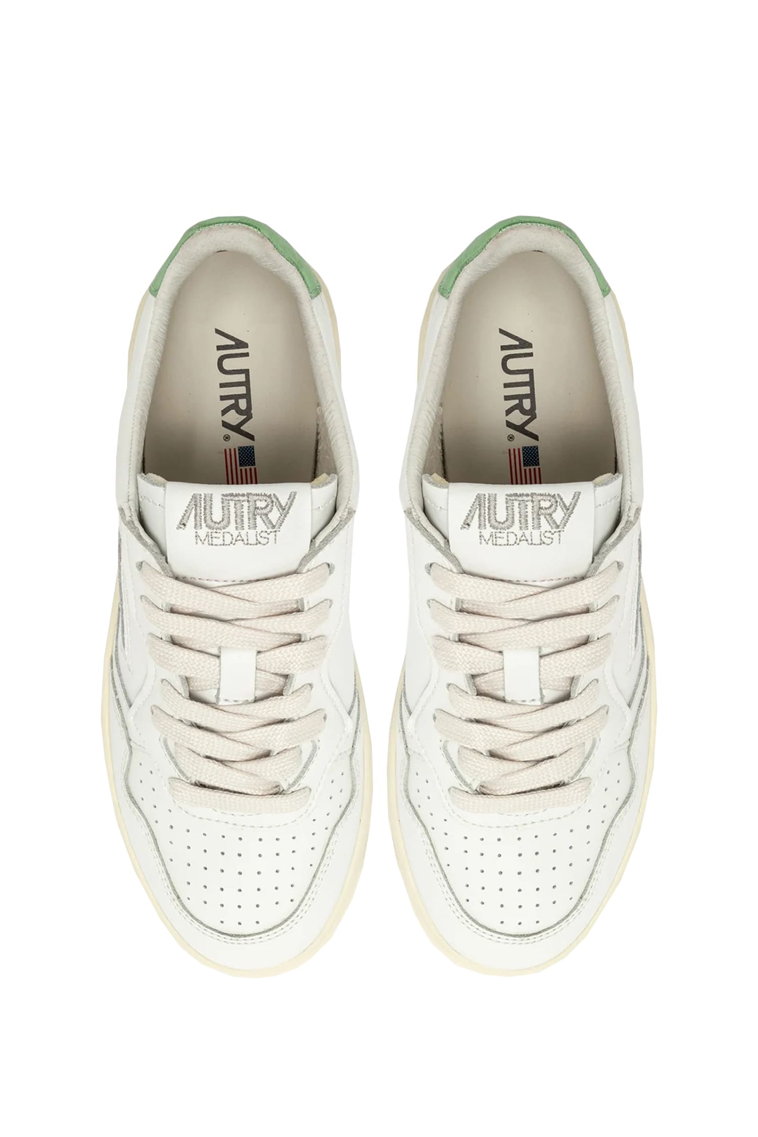 【送料&関税込】Autry Sneakers Medalist Basse In Pelle Autry Medalist Low Sneakers In White Leather And Beige Suede