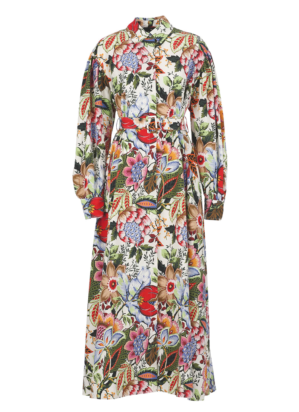 multicoloured printed cotton shirt dress