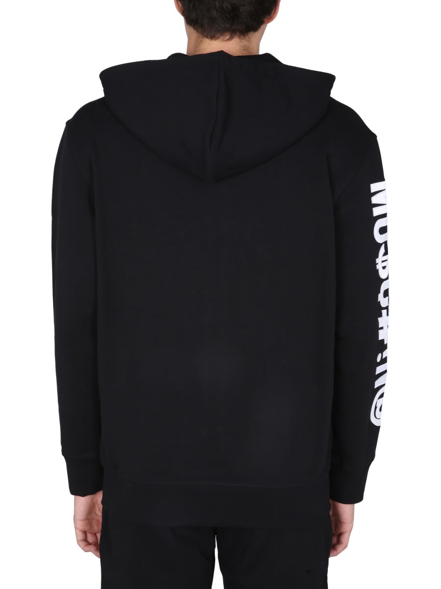 パーカー・フーディ Moschino SWEATSHIRT WITH LOGO EMBROIDERY (17167027_1555) MOSCHINO COUTURE Biker Jacket Logo Print Sweater Hoody Black