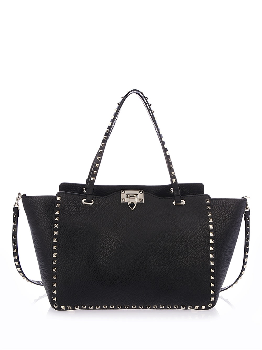 Valentino Garavani Rockstud Medium Tote In Black Calf Leather italist ALWAYS LIKE A SALE