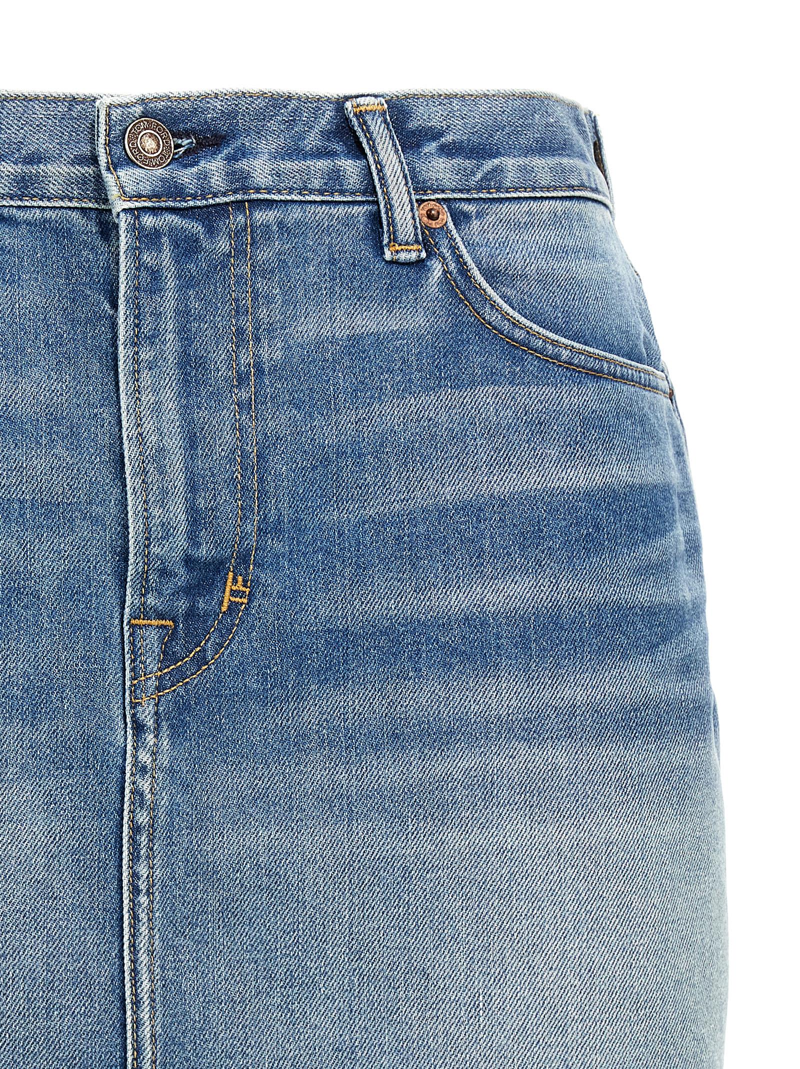 【送料&関税込】Tom Ford summer Stone Washed Denim Mini Skir Tom Ford 'summer Stone Washed Denim Mini' Skirt | italist