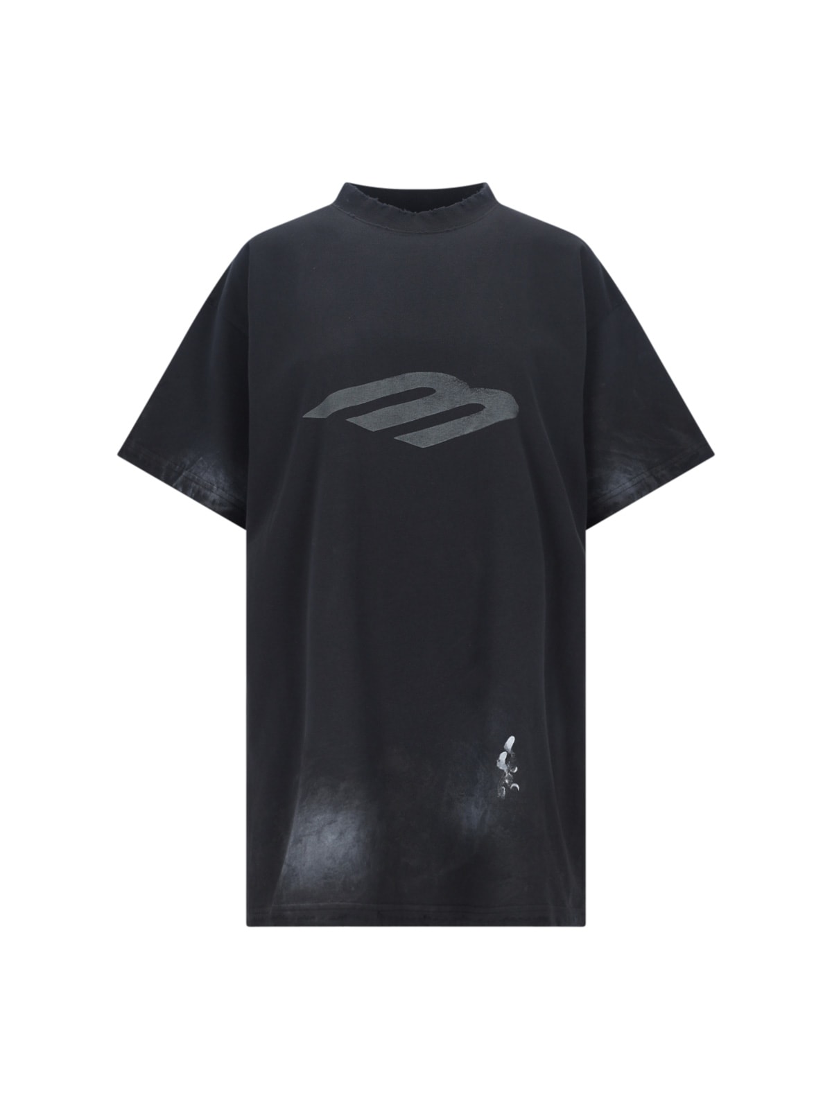 【送料&関税込】Balenciaga Slate Cotton T-shirt Logo cotton T-shirt in black - Balenciaga | Mytheresa