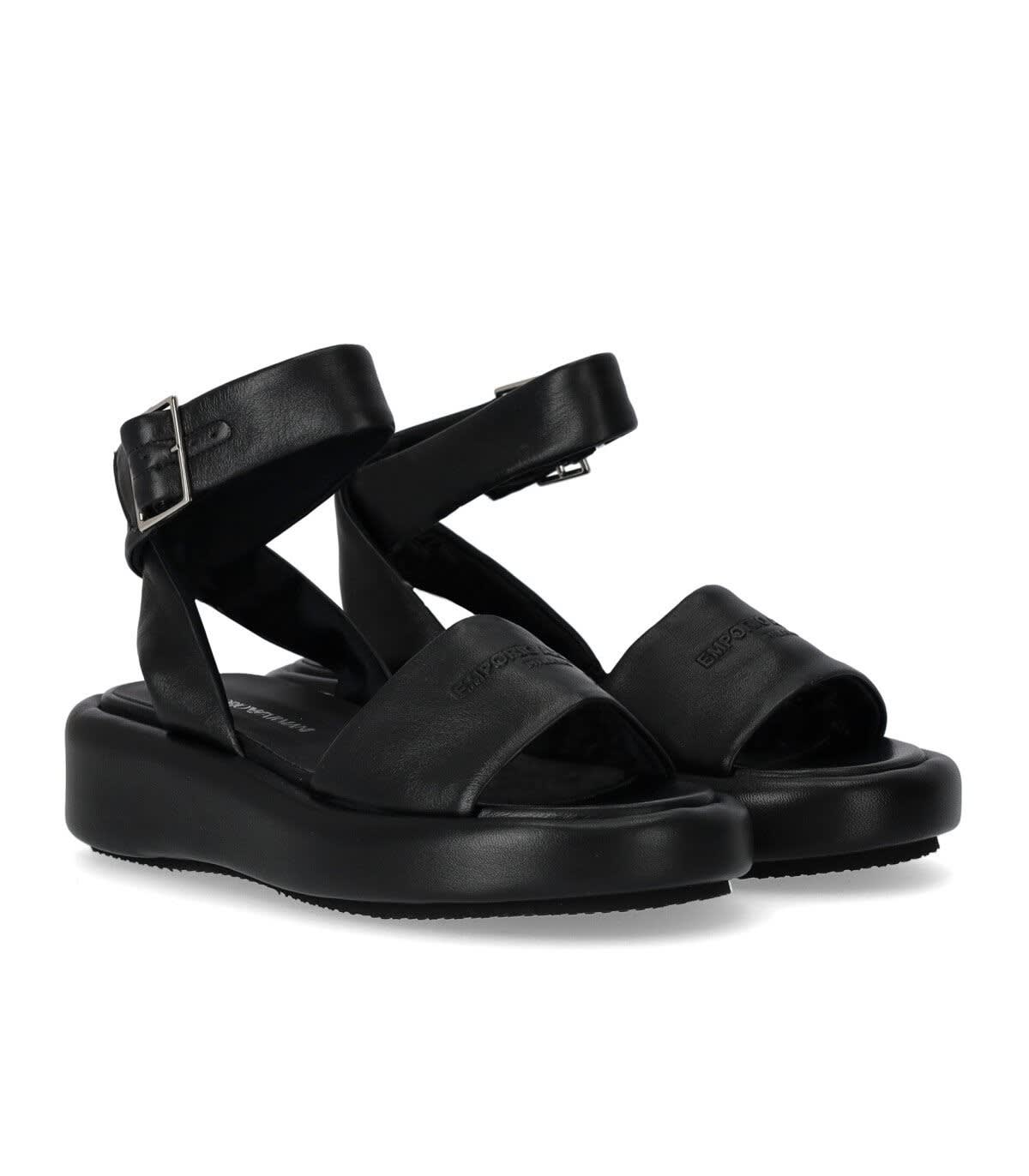 Emporio Armani Black Nappa Platform Sandal | italist, ALWAYS
