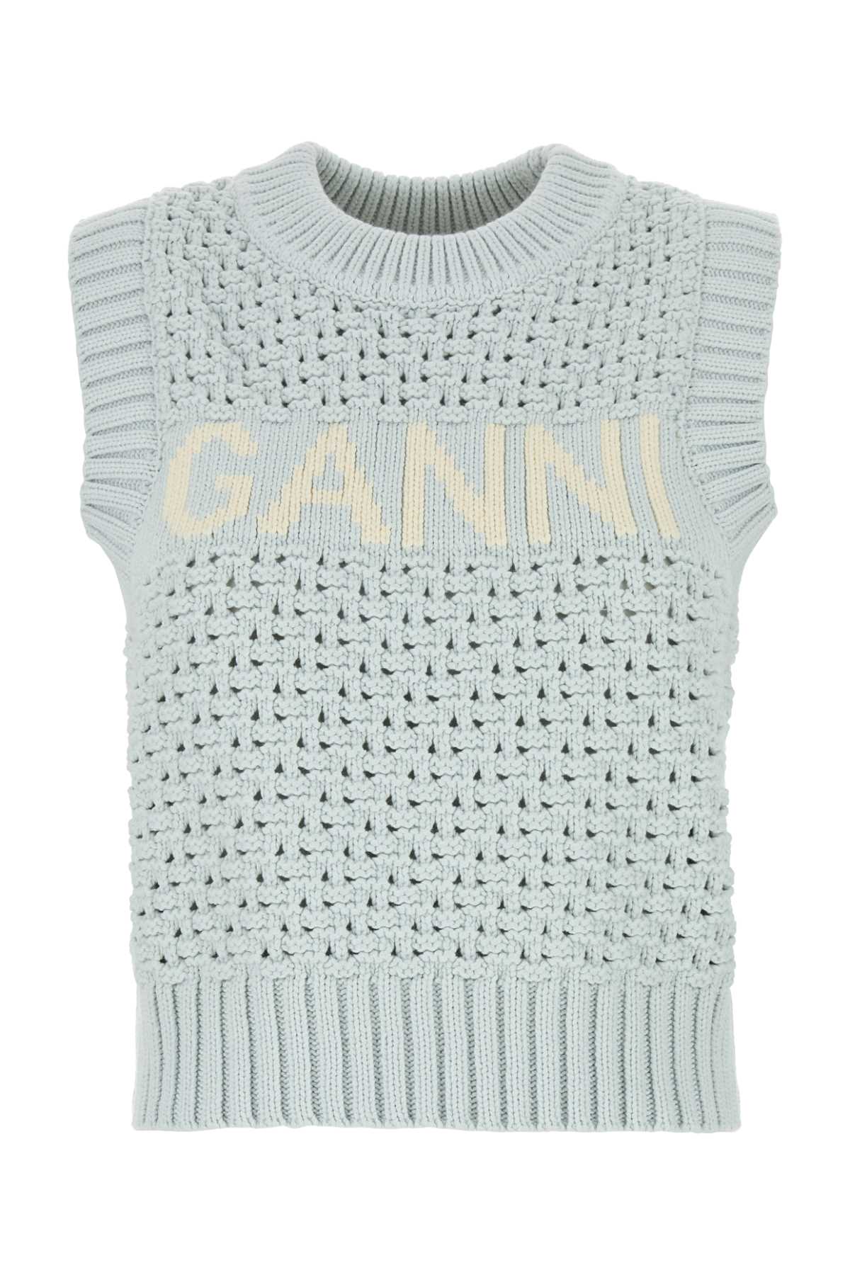 【送料&関税込】Ganni Pastel Light Blue Cotton Blend Vest Ganni Pastel Light Blue Cotton Blend Vest | italist, ALWAYS