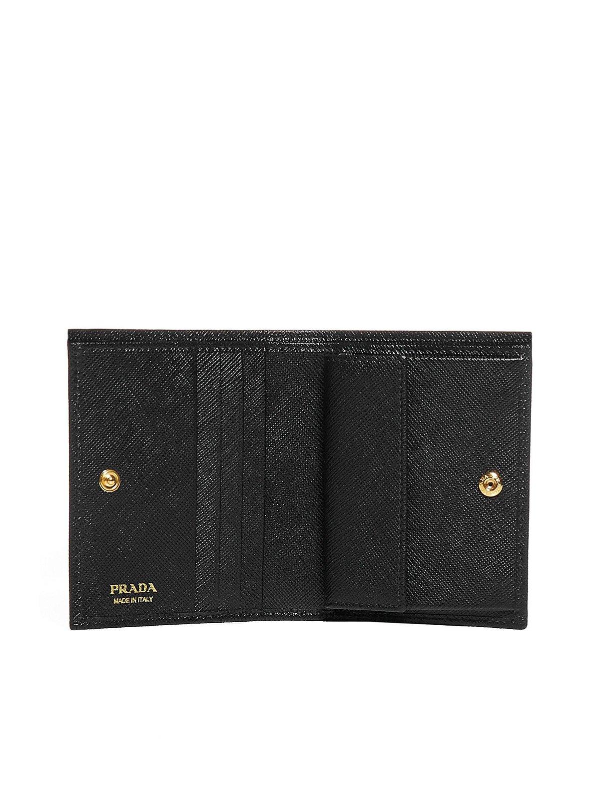 Prada Saffiano Logo Plaque Small Wallet | italist
