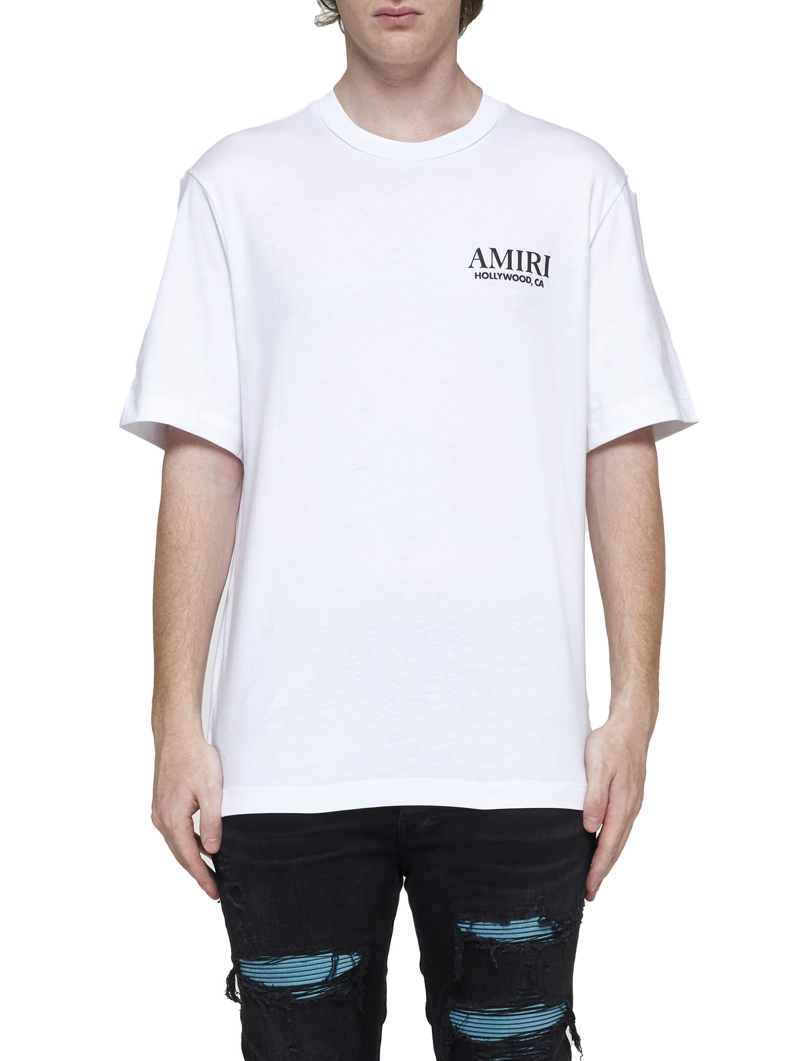 大人気 AMIRI  Tシャツ AMIRI logo-embroidered T-shirt | Grey | FARFETCH