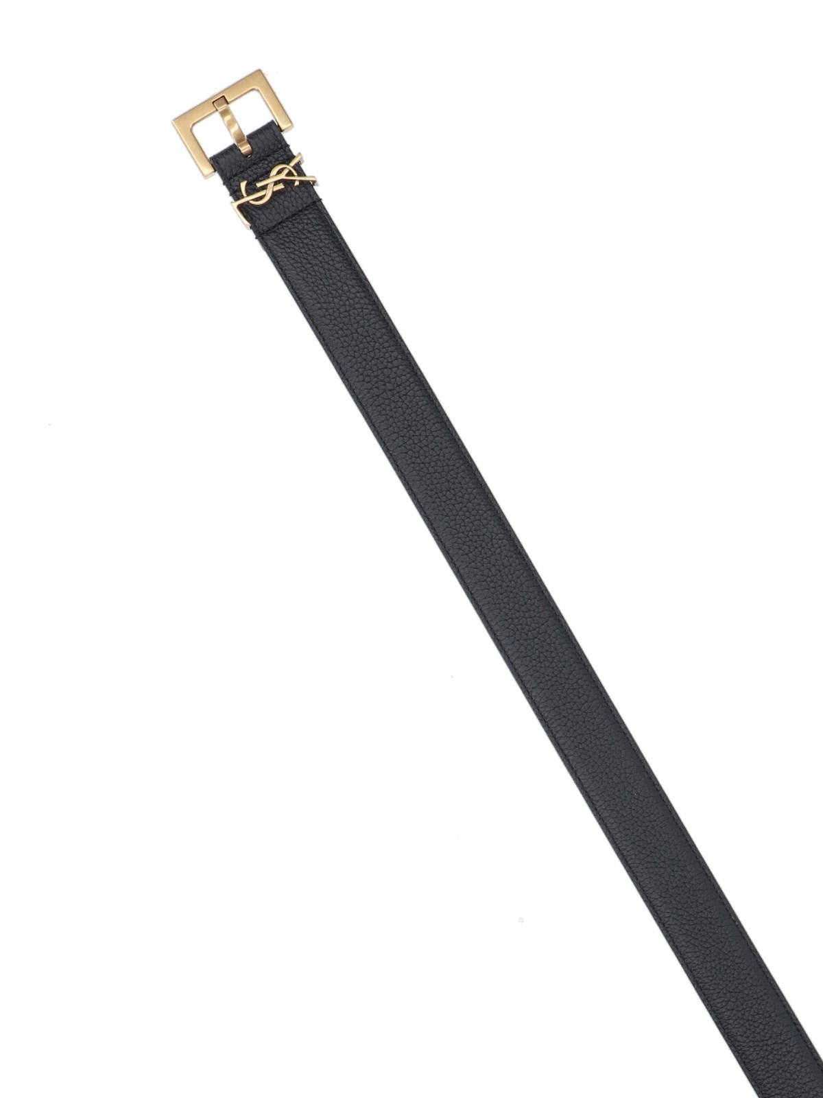 Saint Laurent Monogram Thin Belt | Black | FARFETCH