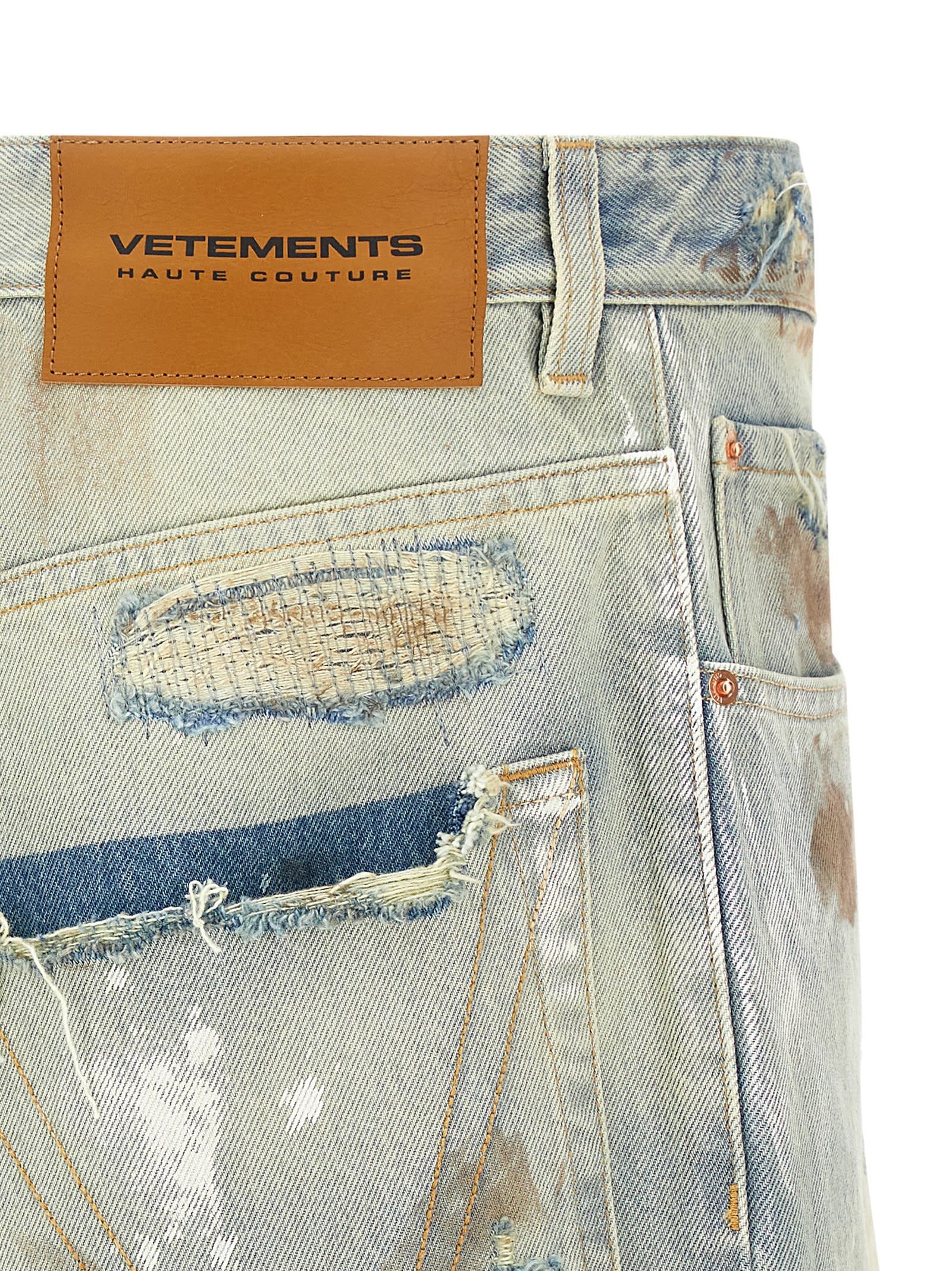 VETEMENTS トラッシュドビッグシェイプデニムパンツ 30 VETEMENTS 'blue Trashed Big Shape' Jeans | italist