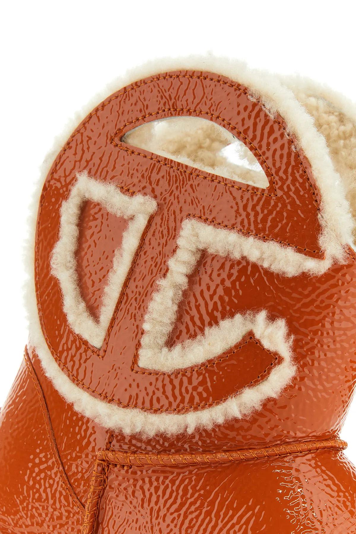 UGG Orange Leather X Telfar Logo Mini Crinkle Ankle Boots