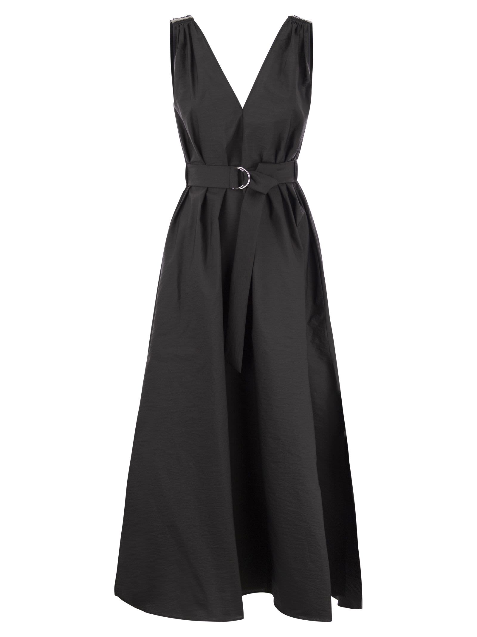 ワンピース Brunello Cucinelli Abito Brunello Cucinelli - Black Pleated Cotton Maxi Dress