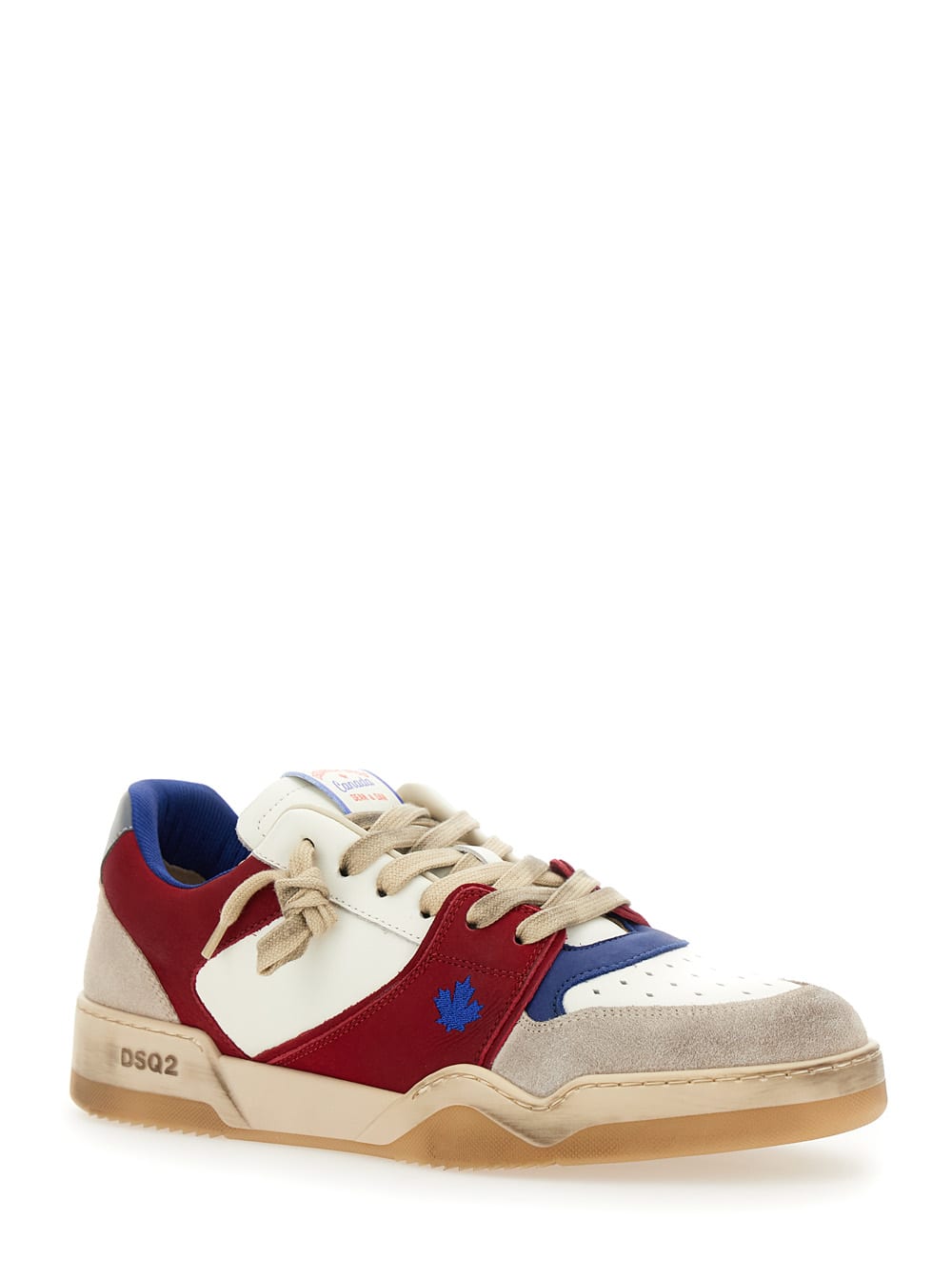【送料&関税込】Dsquared2 Red Sneakers With Suede Inserts An Dsquared2 Red Sneakers With Suede Inserts And Embossed Logo