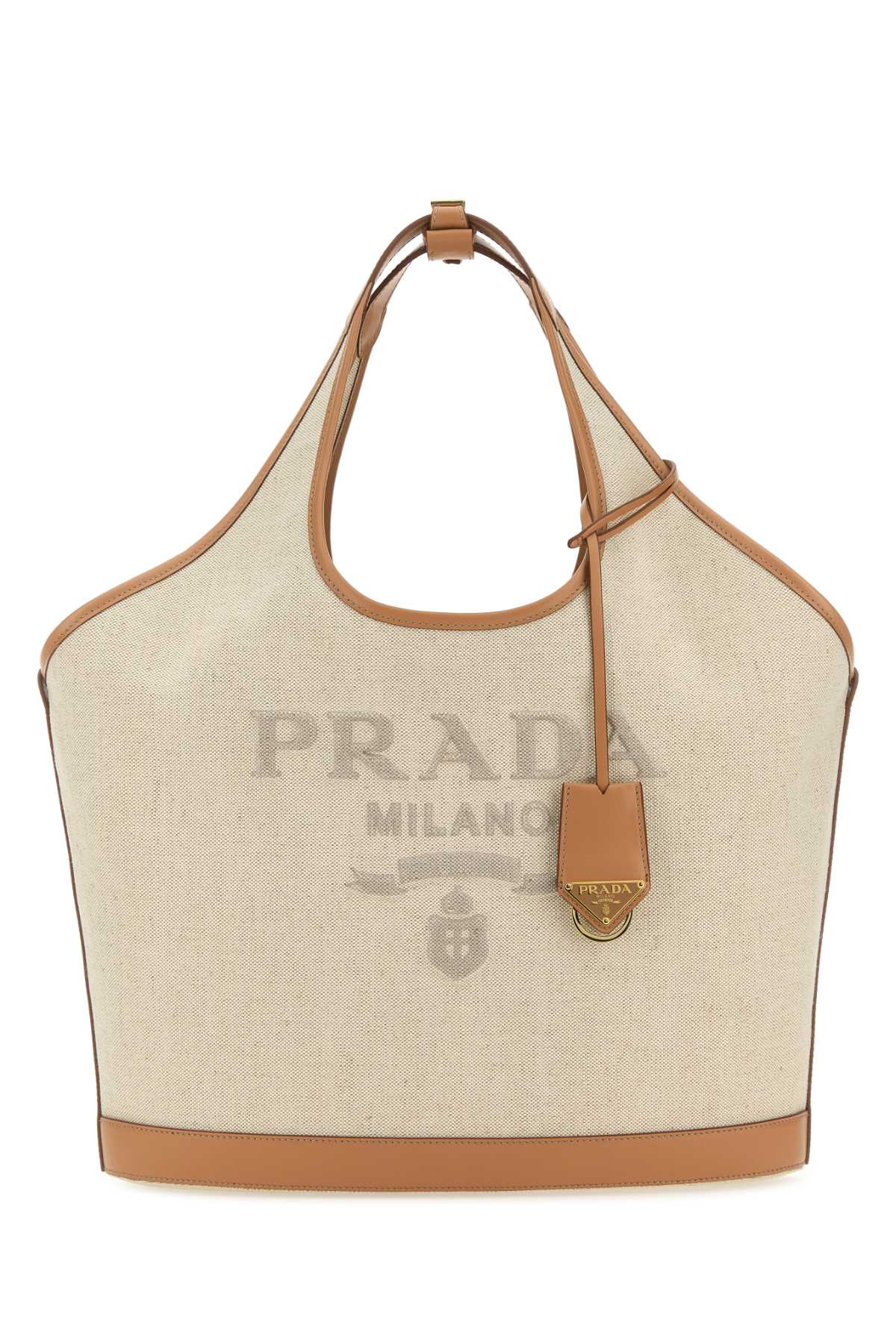 【関税&送料込】Prada Sand Leather Shopping Bag Prada Sand Canvas Handbag | italist