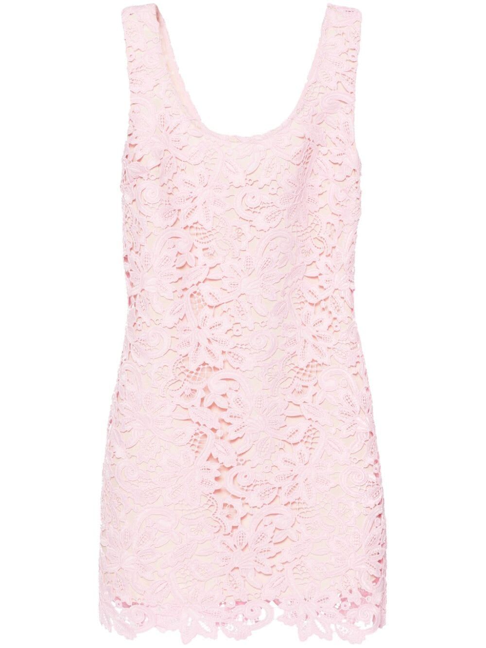 pink floral lace mini dress