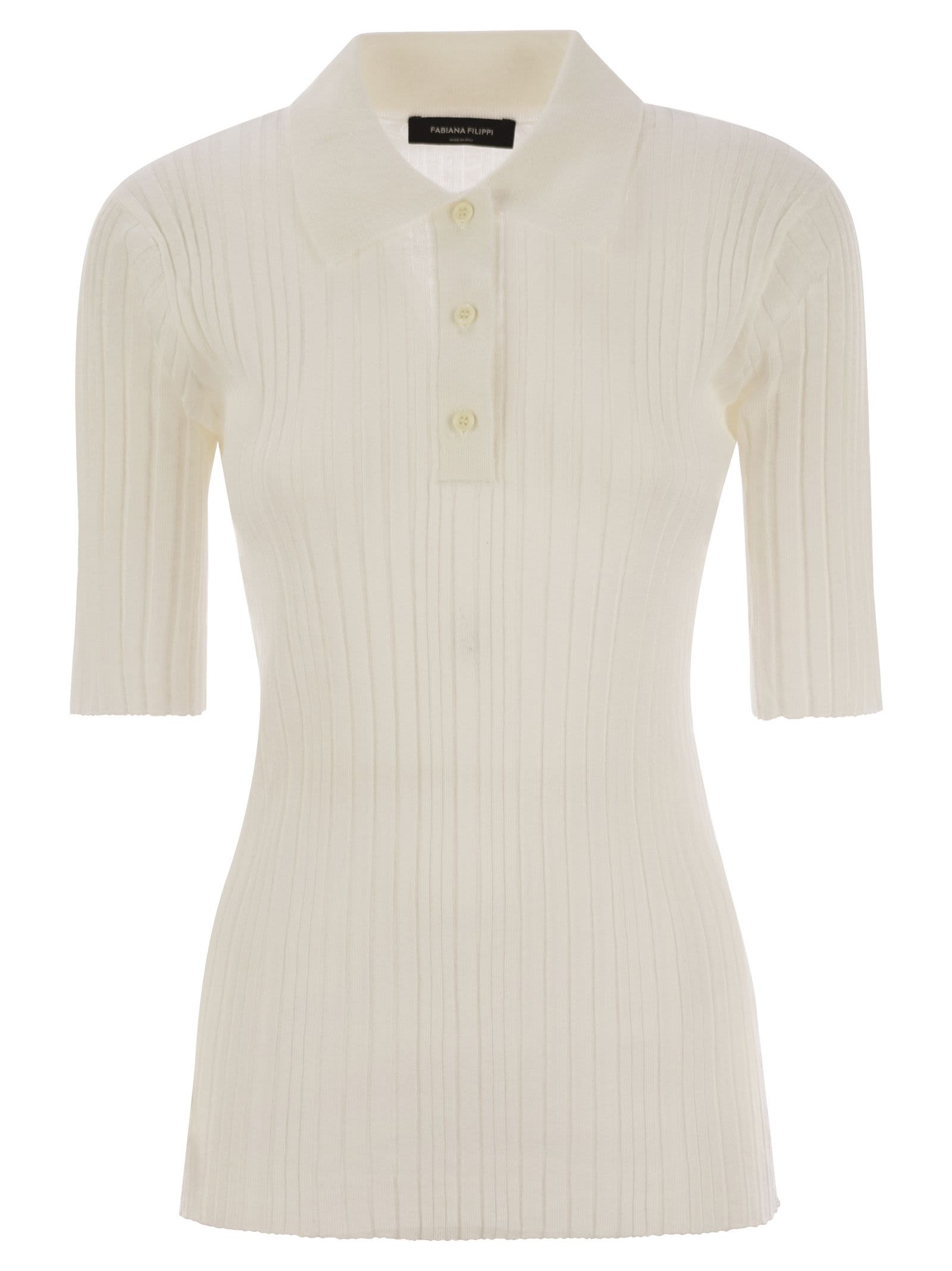 Tシャツ・カットソー FABIANA FILIPPI Ribbed jersey polo shirt (MAD275F507 0142) Fabiana Filippi Ribbed Jersey Polo Shirt | italist