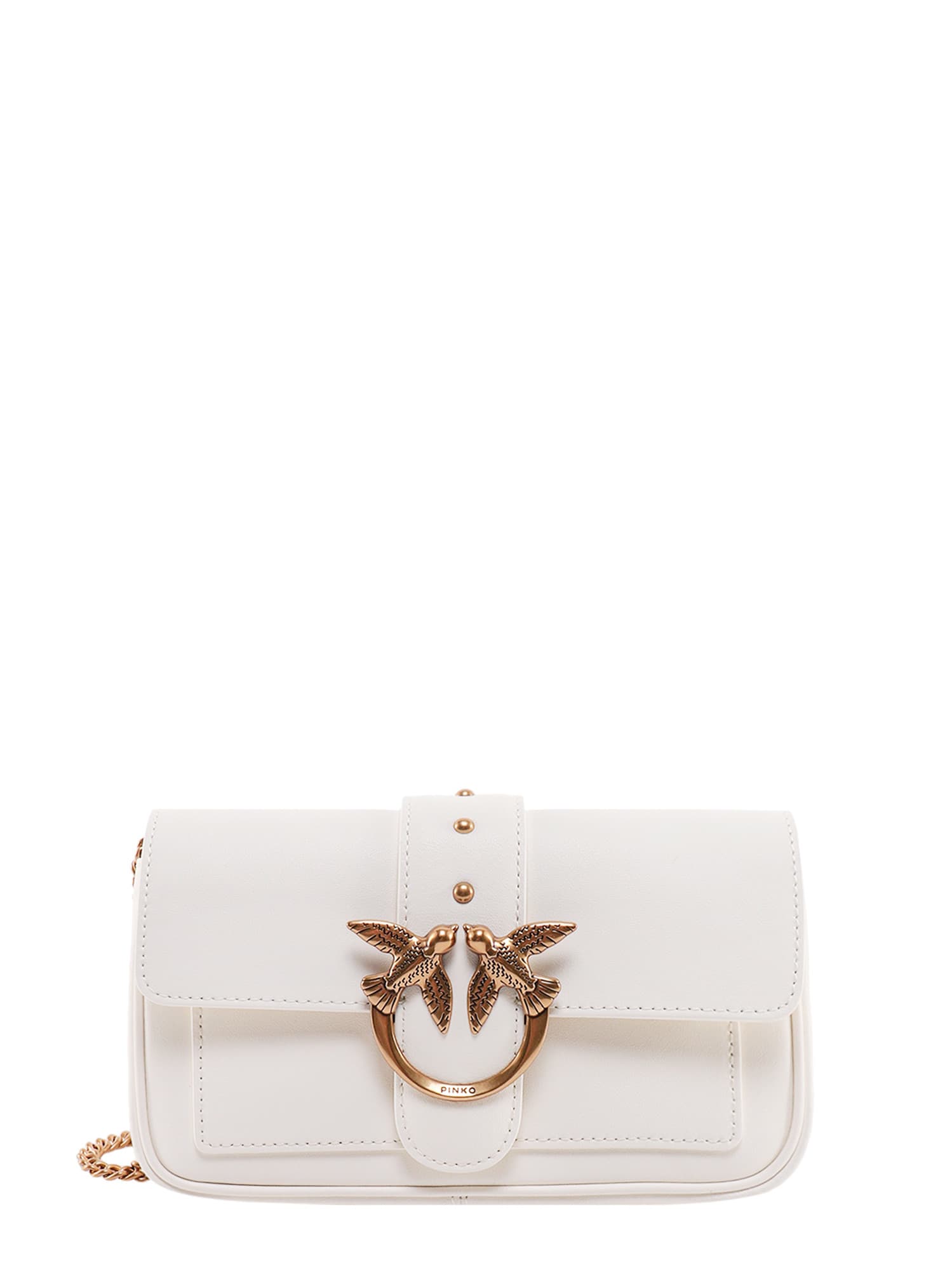 ショルダーバッグ・ポシェット PINKO Love one pocket leather shoulder bag with love birds Pinko Love One Pocket Leather Shoulder Bag With Love Birds