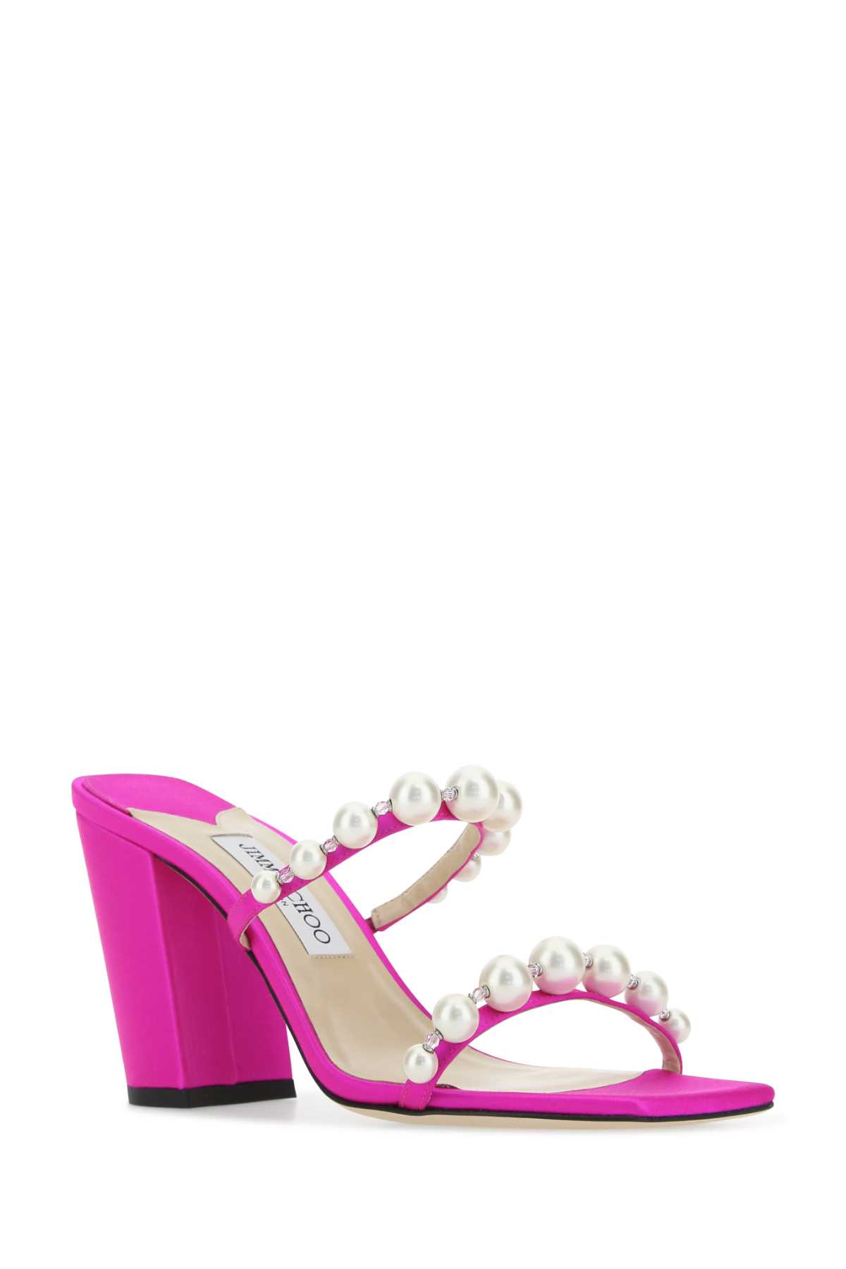 サンダル・ミュール Jimmy Choo SANDAL (AMARA85IWP FUCHSIAWHITE) Jimmy Choo Fuchsia Satin Amara 85 Mules | italist