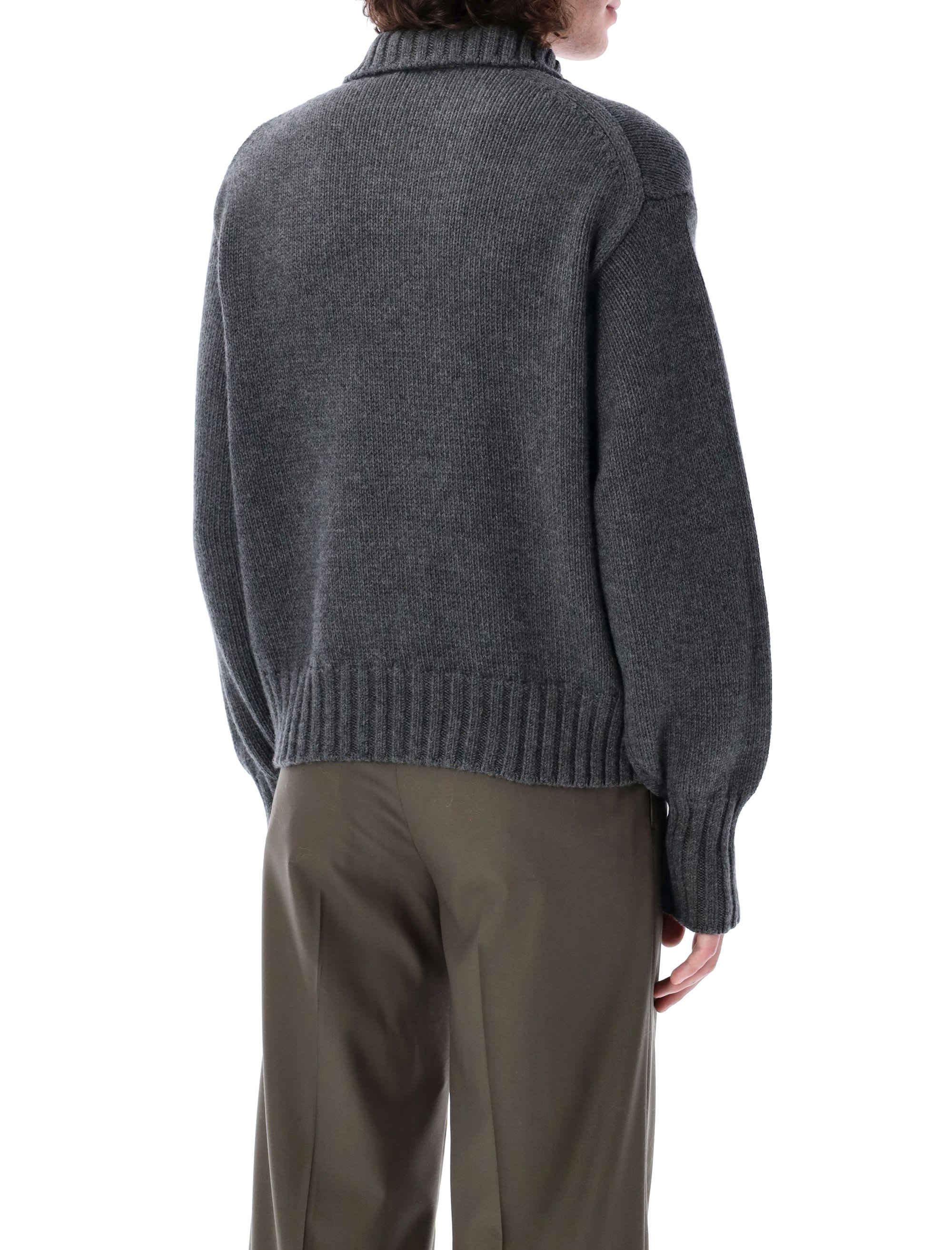 トップス AURALEE WOOL SOFT CORD KNIT HALF ZIP P/O Auralee – Wool Soft Cord Knit Half Zip P/O Charcoal