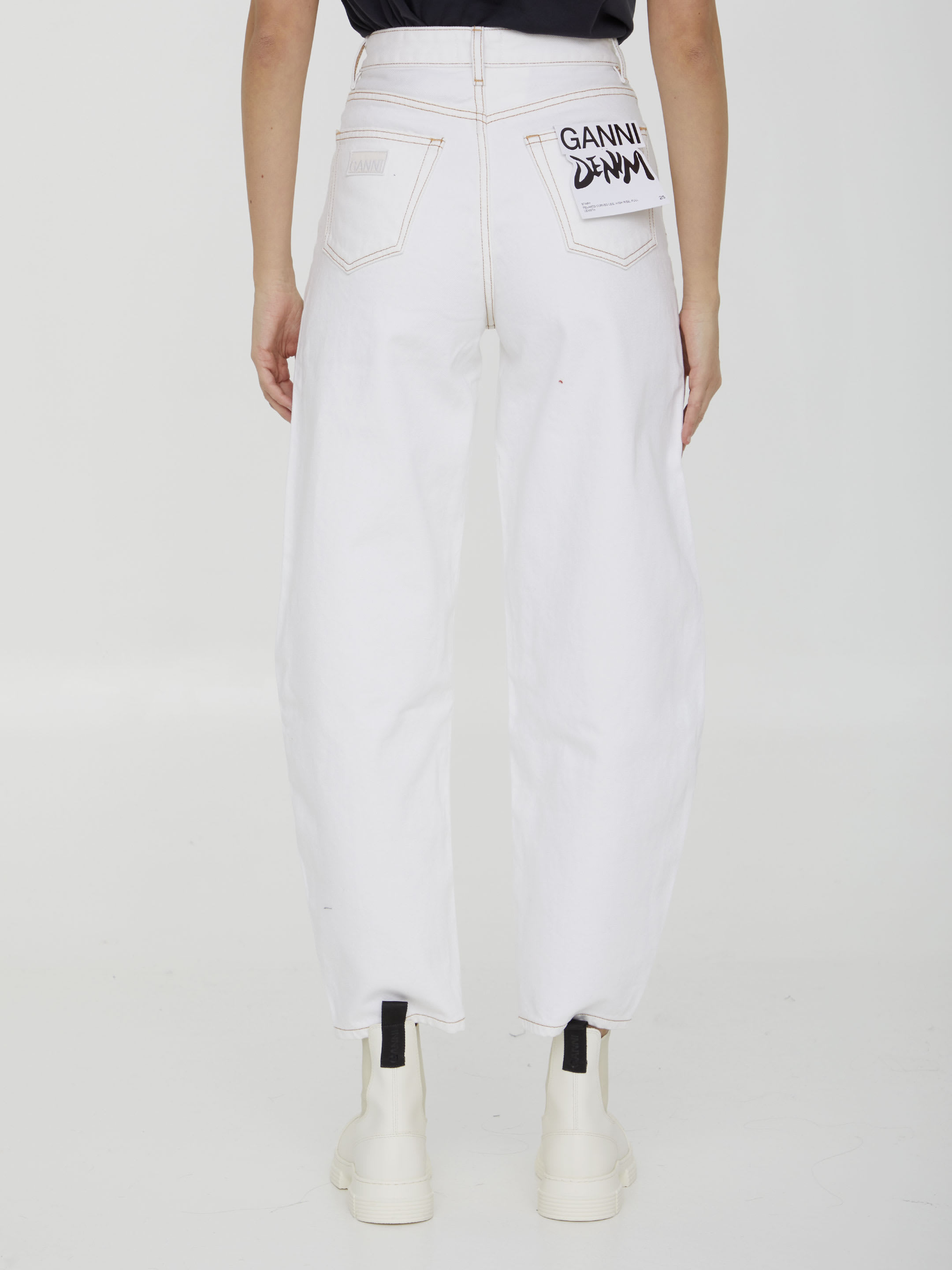 ★Ganni★ STERI DENIM PANTS BRIGHT WHITE J1177151 J1177151SS Ganni White Stary Jeans | italist