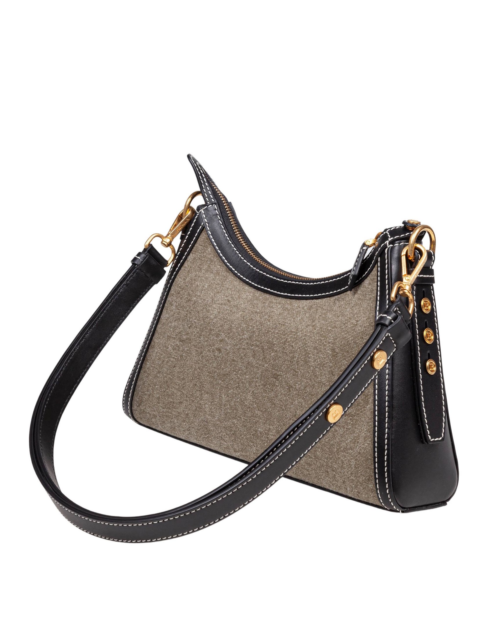 【送料&関税込】Balmain Borsa B-buzz Hobo In Tele E Pelle Co Balmain Borsa B-buzz Hobo In Tele E Pelle Colore Kaki E Noir