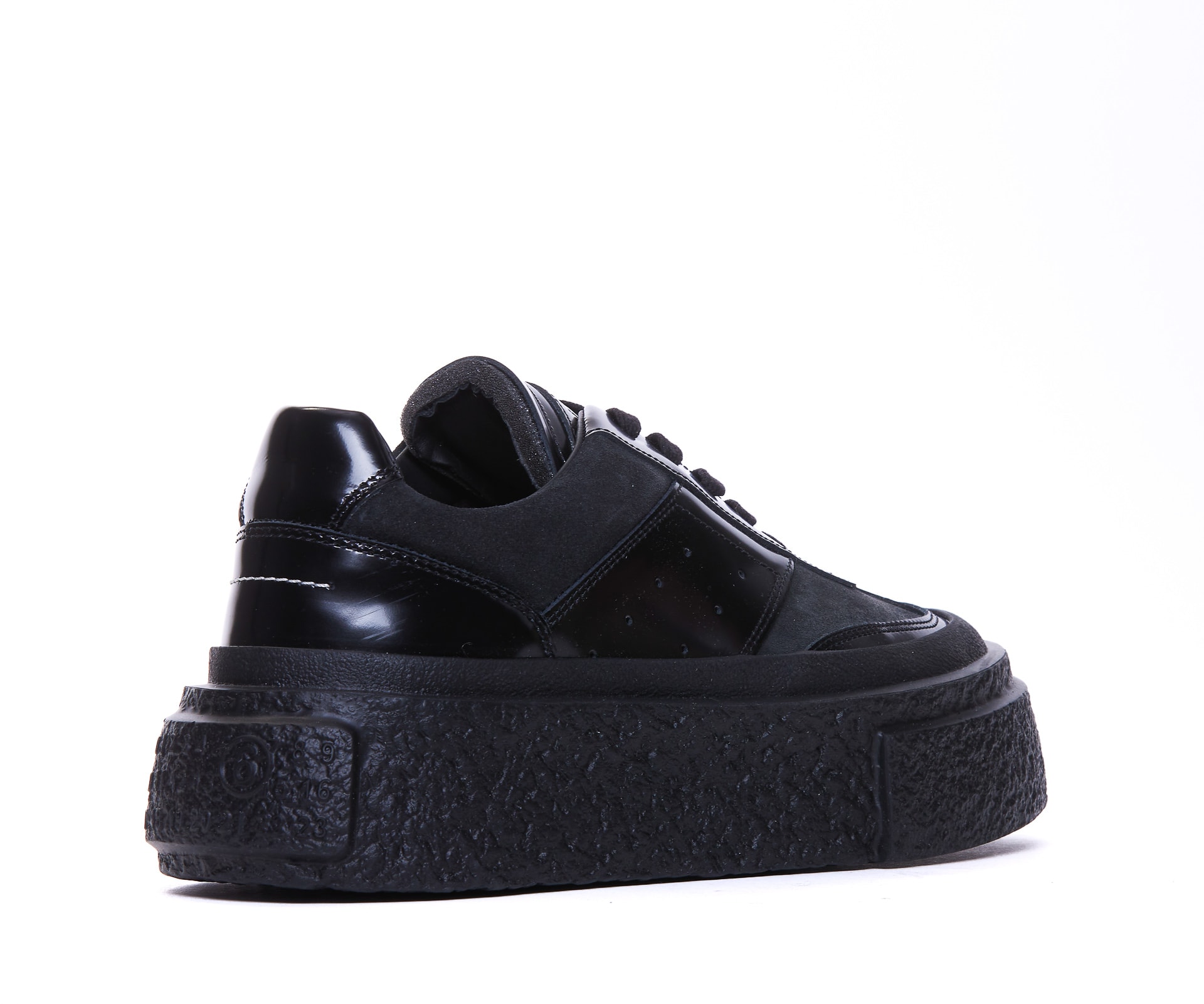 スニーカー MM6 MAISON MARGIELA LEATHER SNEAKER MM6 Maison Margiela Leather lace-up Sneakers | Black | FARFETCH