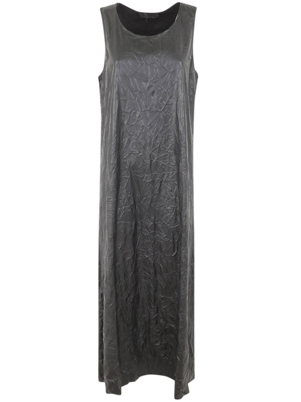 crinkled faux leather long dress