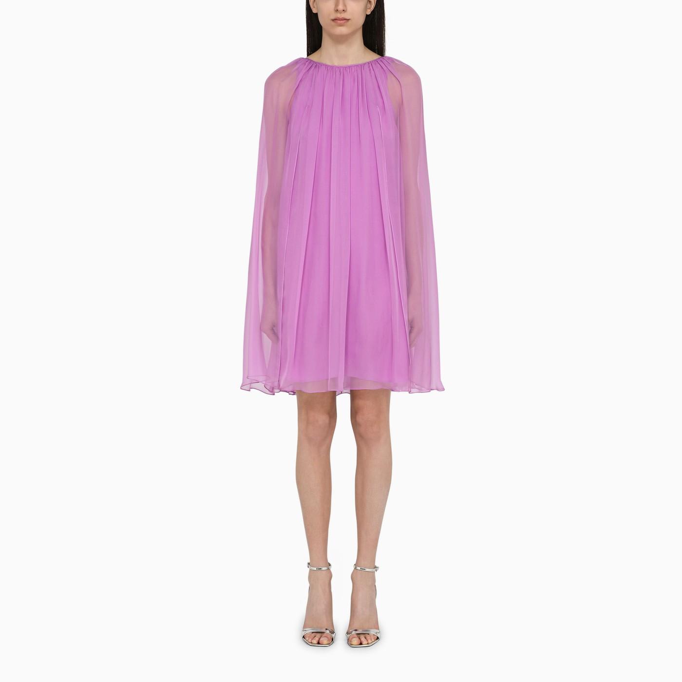 mauve silk chiffon flared dress