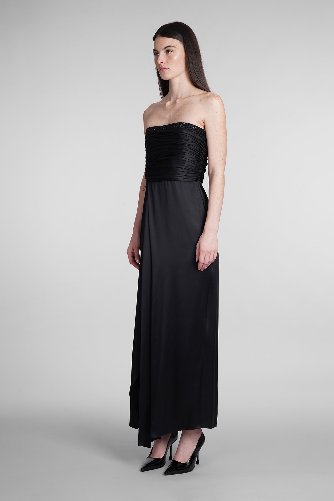 Giorgio Armani Black Satin Long Dress | italist