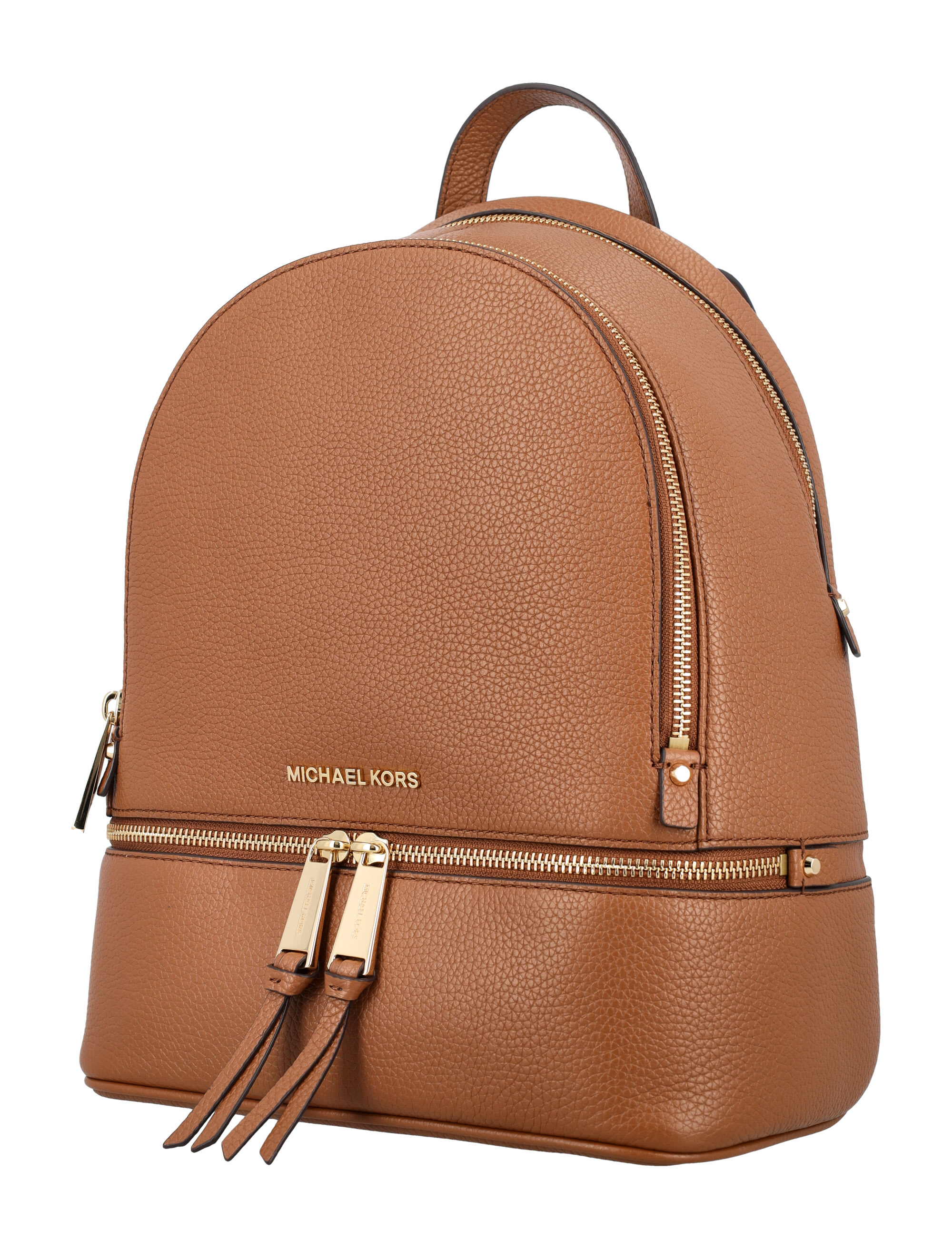 Michael Kors Rhea Zip Backpack grained cow leather light brown