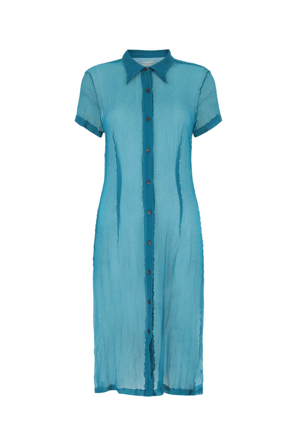 teal green crepe shirt dress