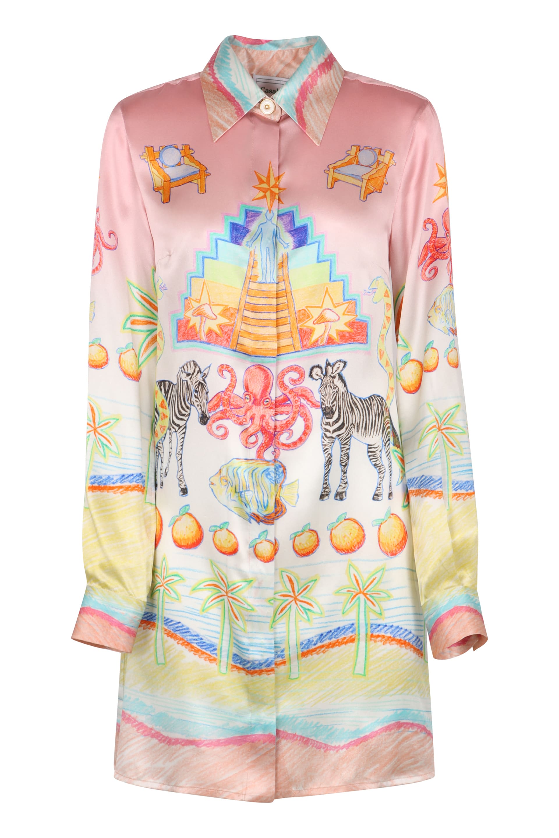 printed satin shirt dress