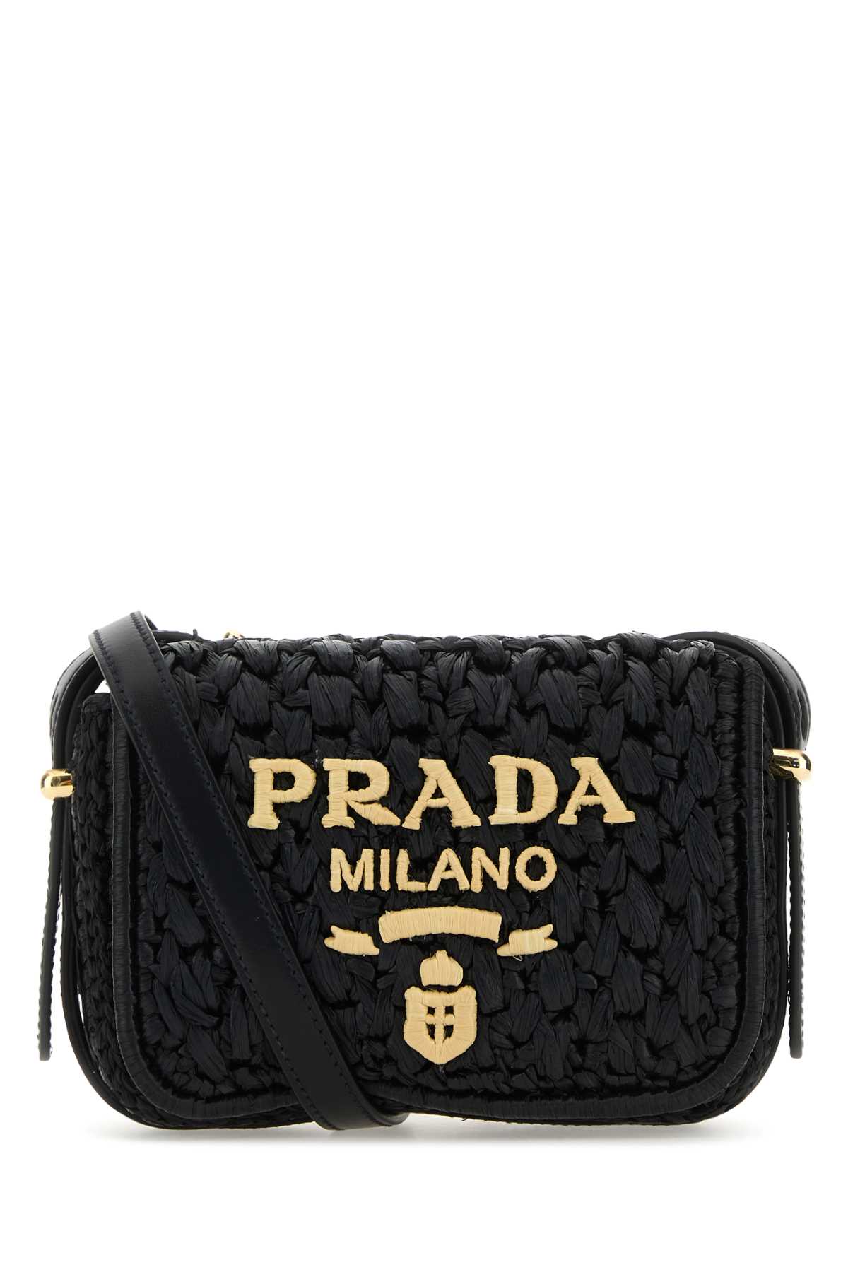 Prada Black Raffia Crossbody Bag | italist