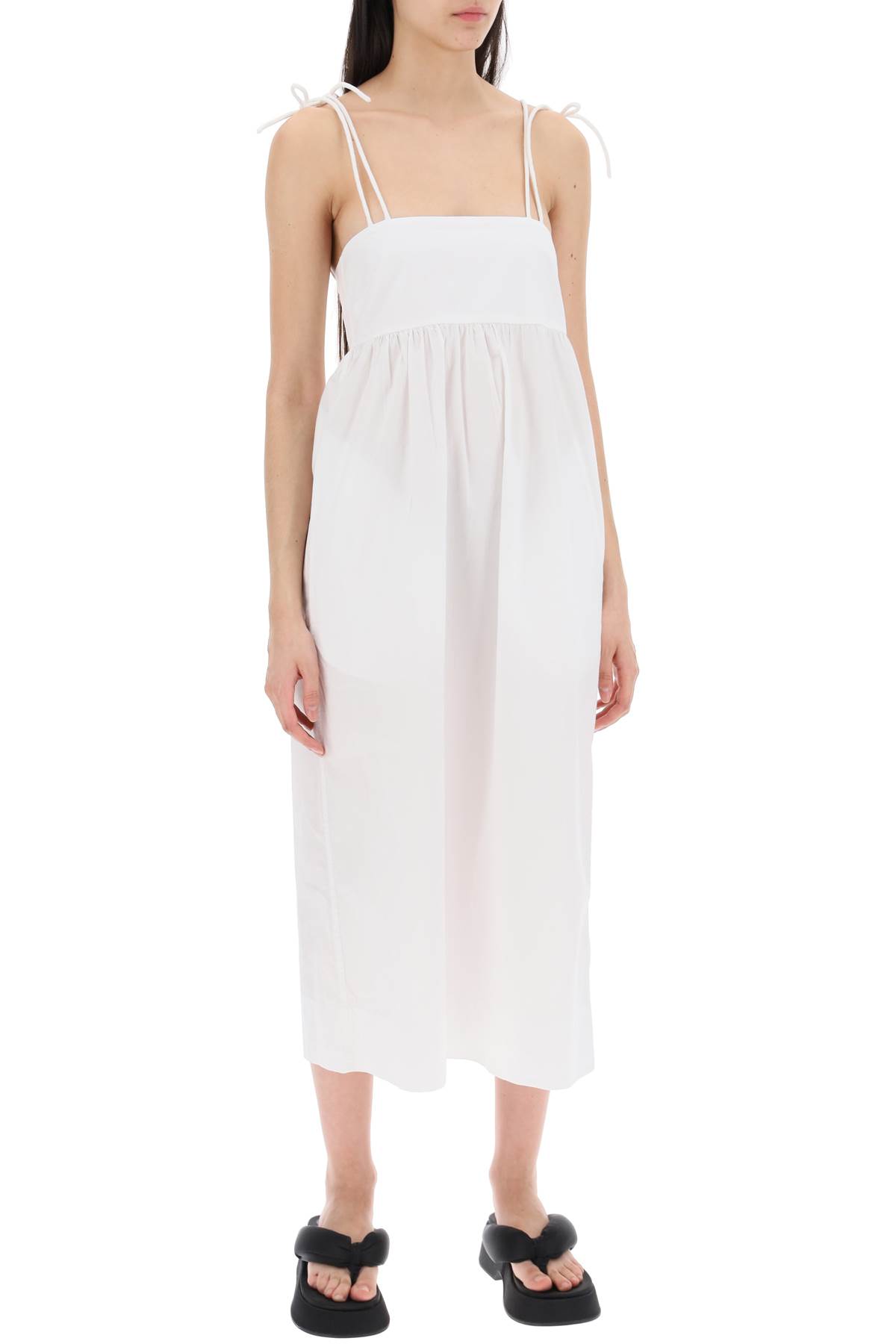 【関税＆送料込み】Ganni Midi Dress With Bows Ganni Midi dress with bows White - Women | VIETTI Online Store