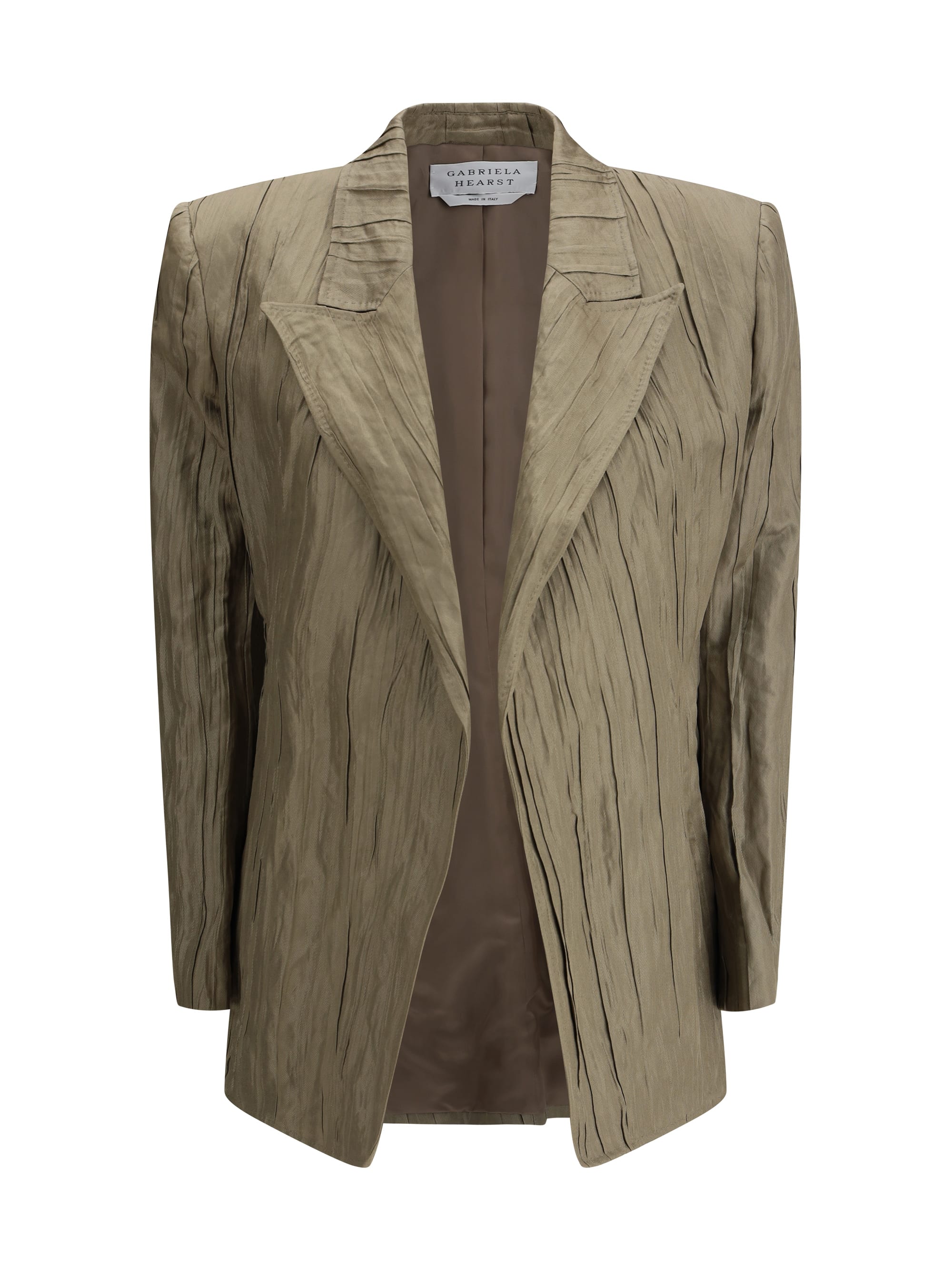 【VIP価格】GABRIELA HEARST Ruched silk Mairi Blazer Mairi Blazer in Ivory Metallic Crinkled Silk – Gabriela Hearst