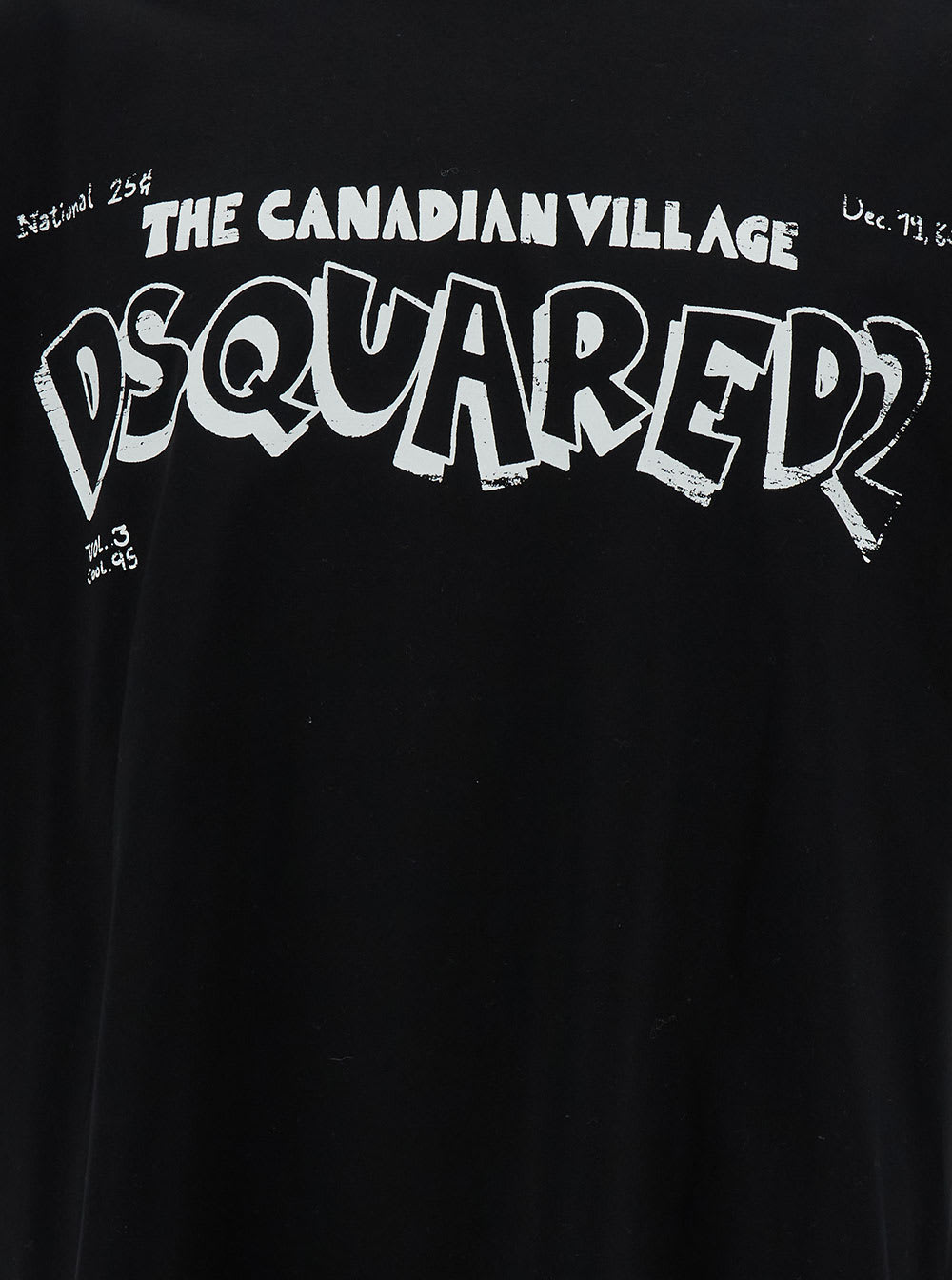 Dsquared2 Black Crewneck T-shirt With Canadian Village Print