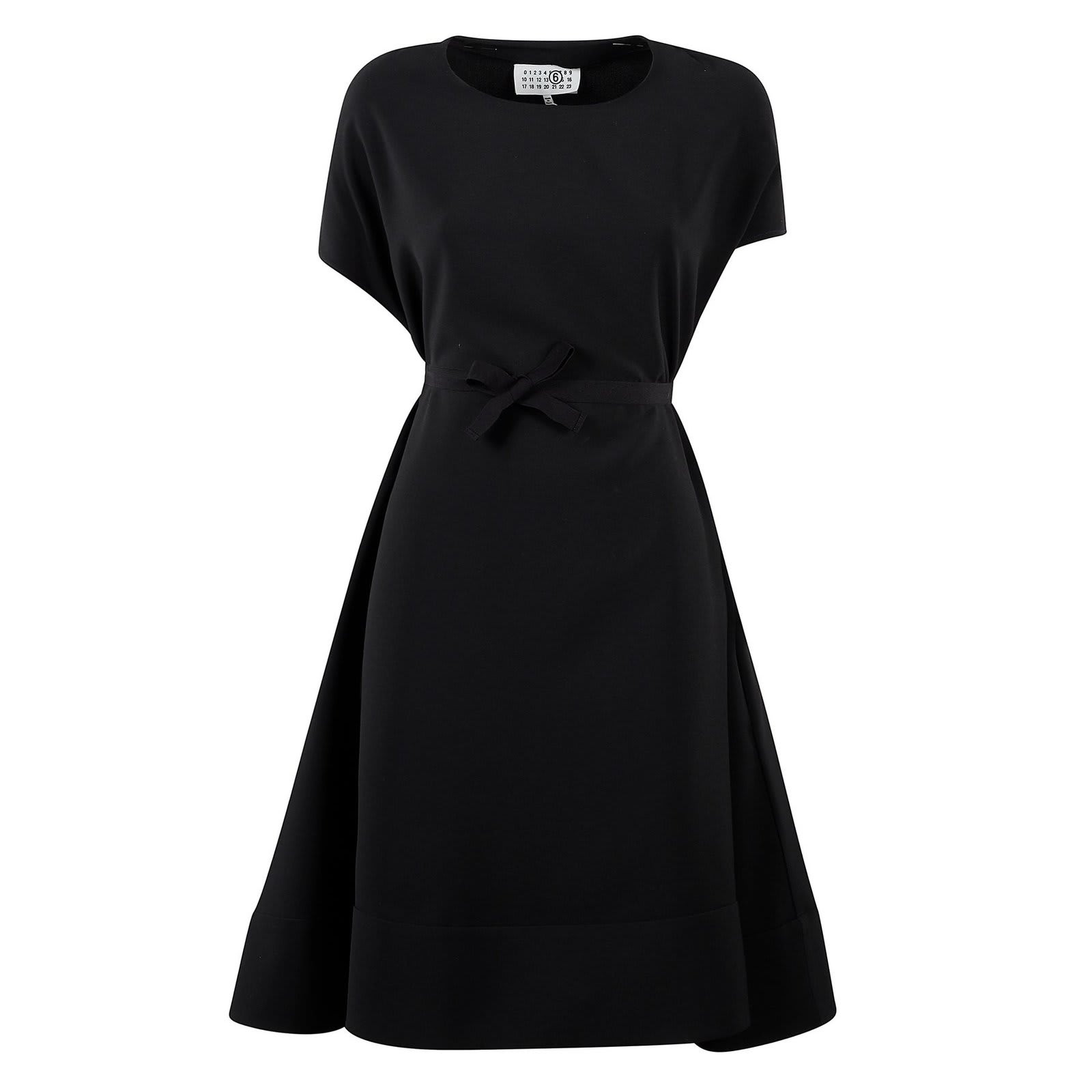 tie-fastened crewneck midi dress