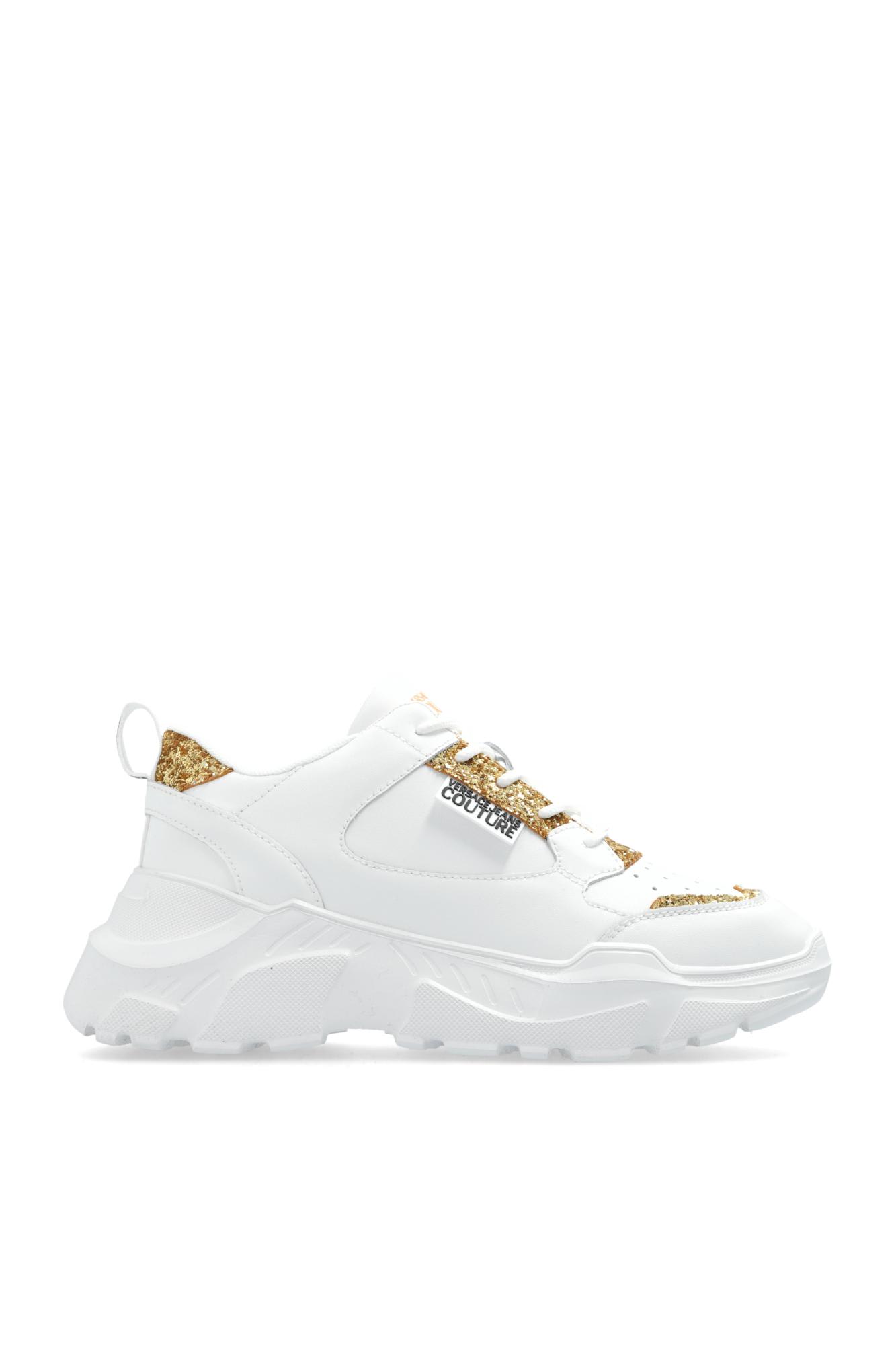 スニーカー VERSACE Women Sneakers 1013568 1A100782W110 WHITE Versace Women's White Canvas High Top Fashion Sneakers Shoes