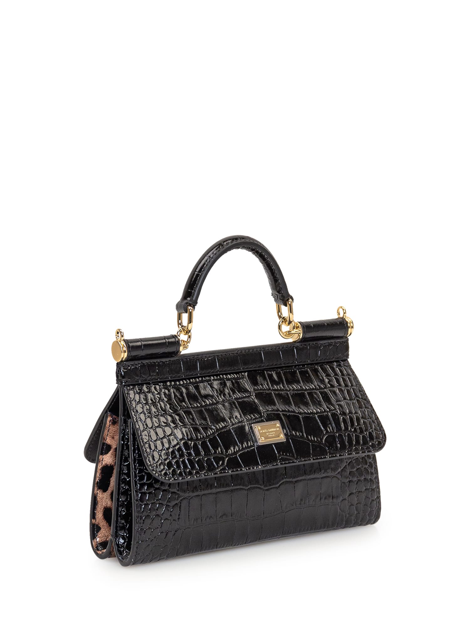 Dolce & Gabbana Kim Crocodile-Embossed Sicily Bag