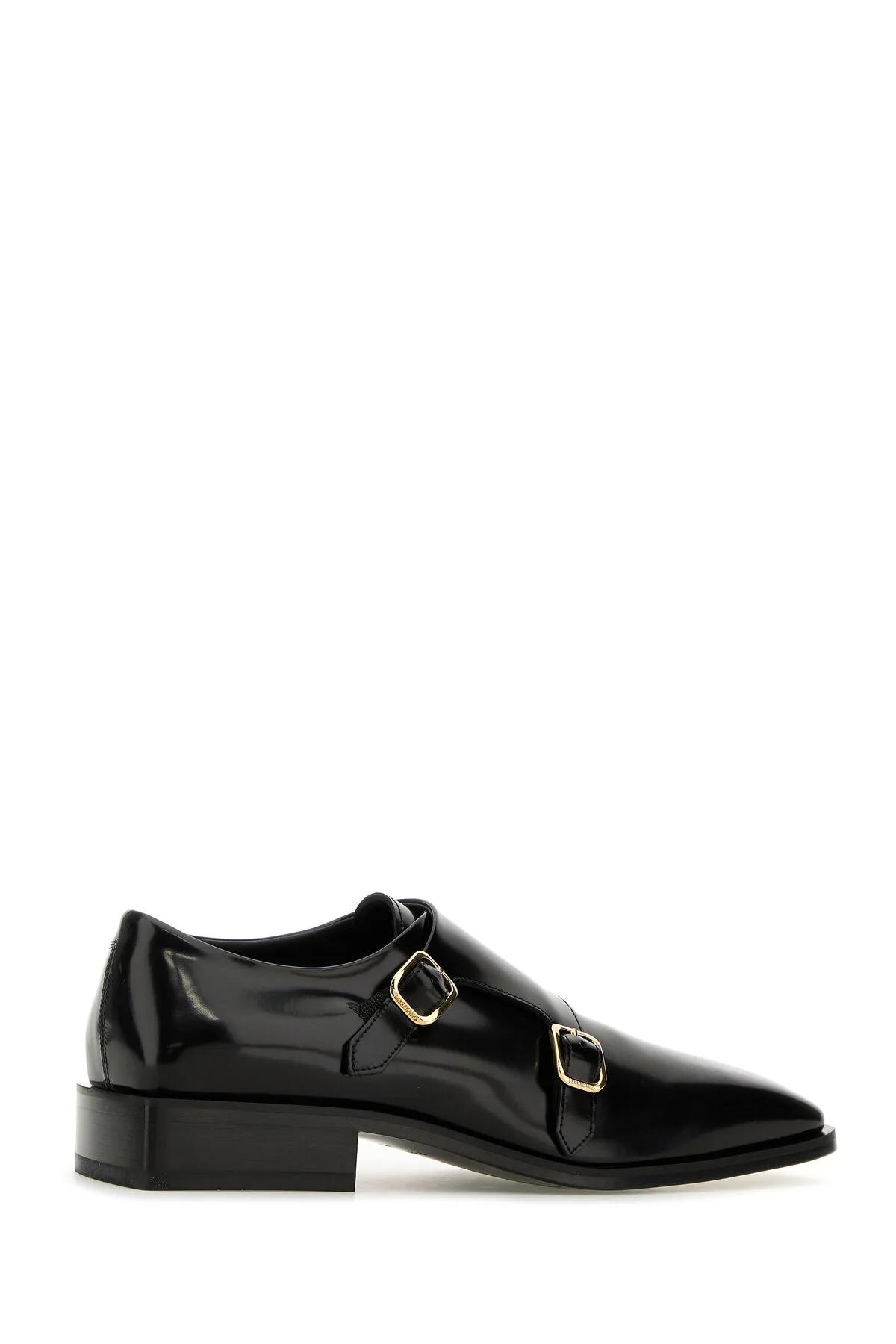 Ferragamo Black Leather Caracas Monk Strap Shoes | italist
