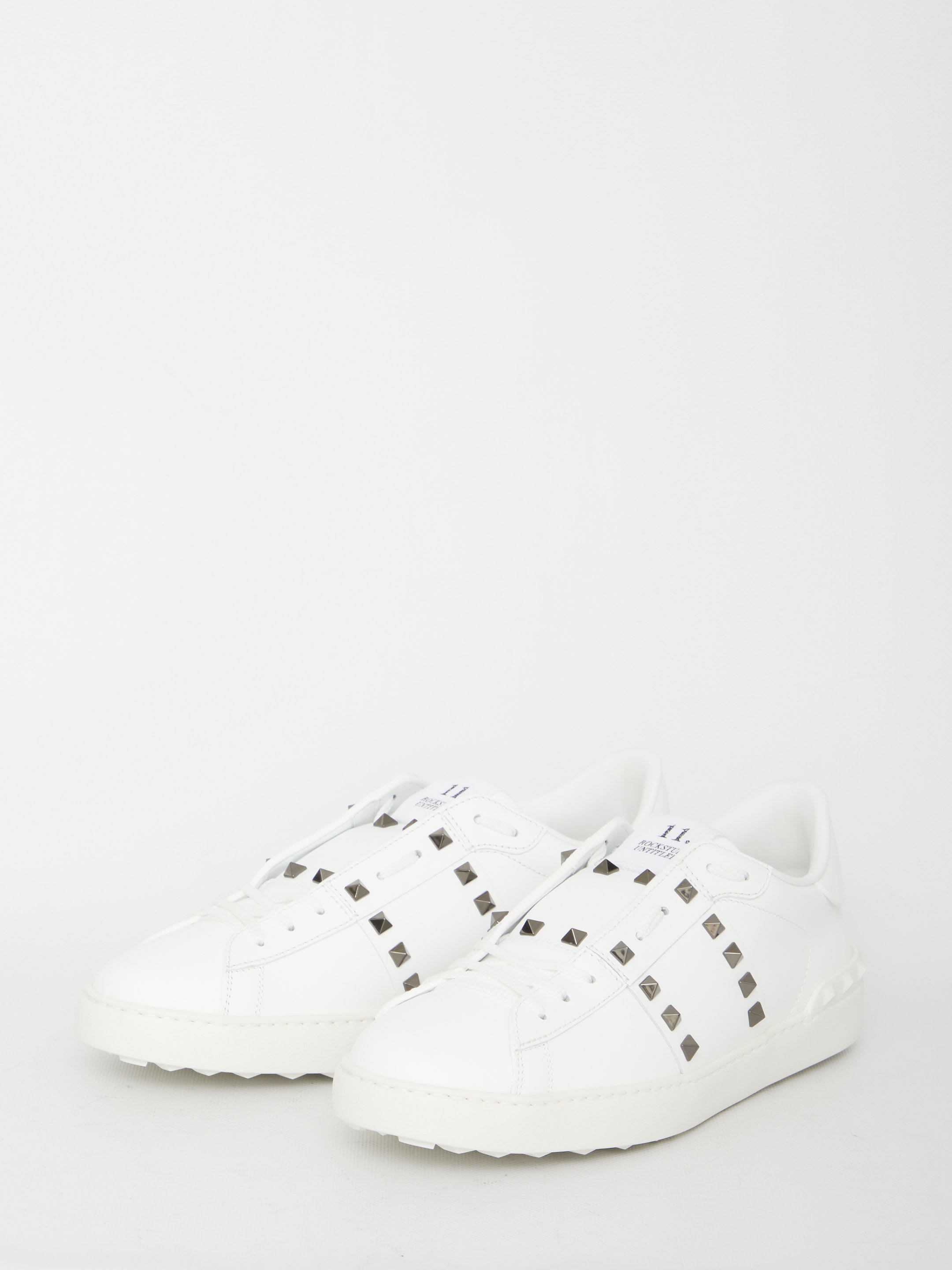 Valentino Garavani White Leather Rockstud Untitled Sneakers