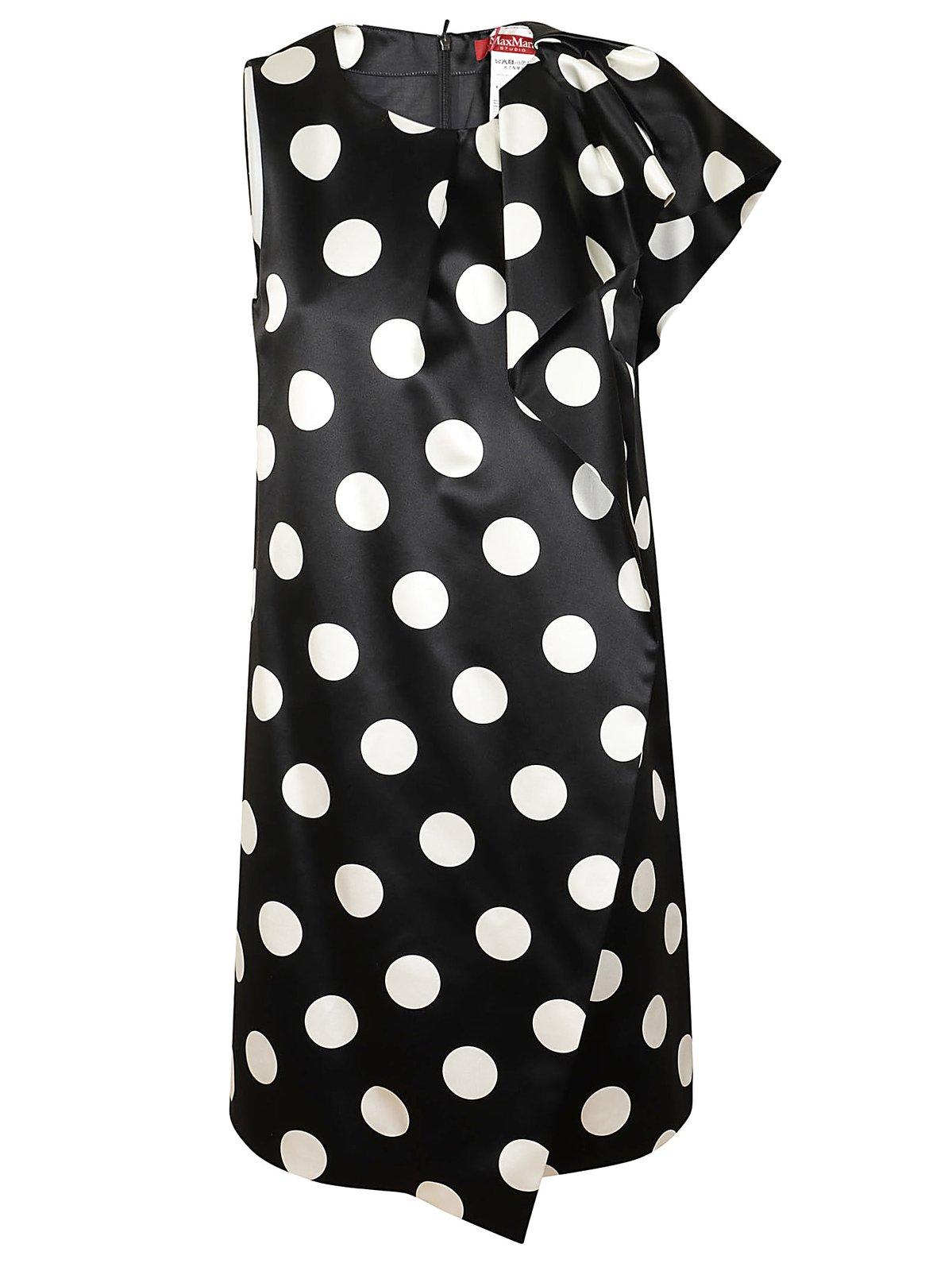 all-over dot printed one-sleeved dress